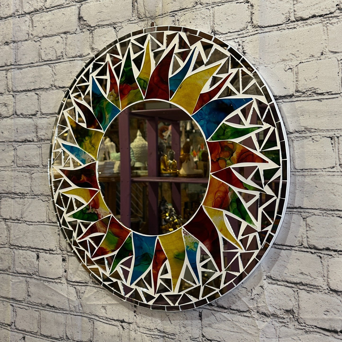 Rainbow White Sun Mosaic Tile Wall Mirror 50cm x 50cm 20 Inches Handmade New