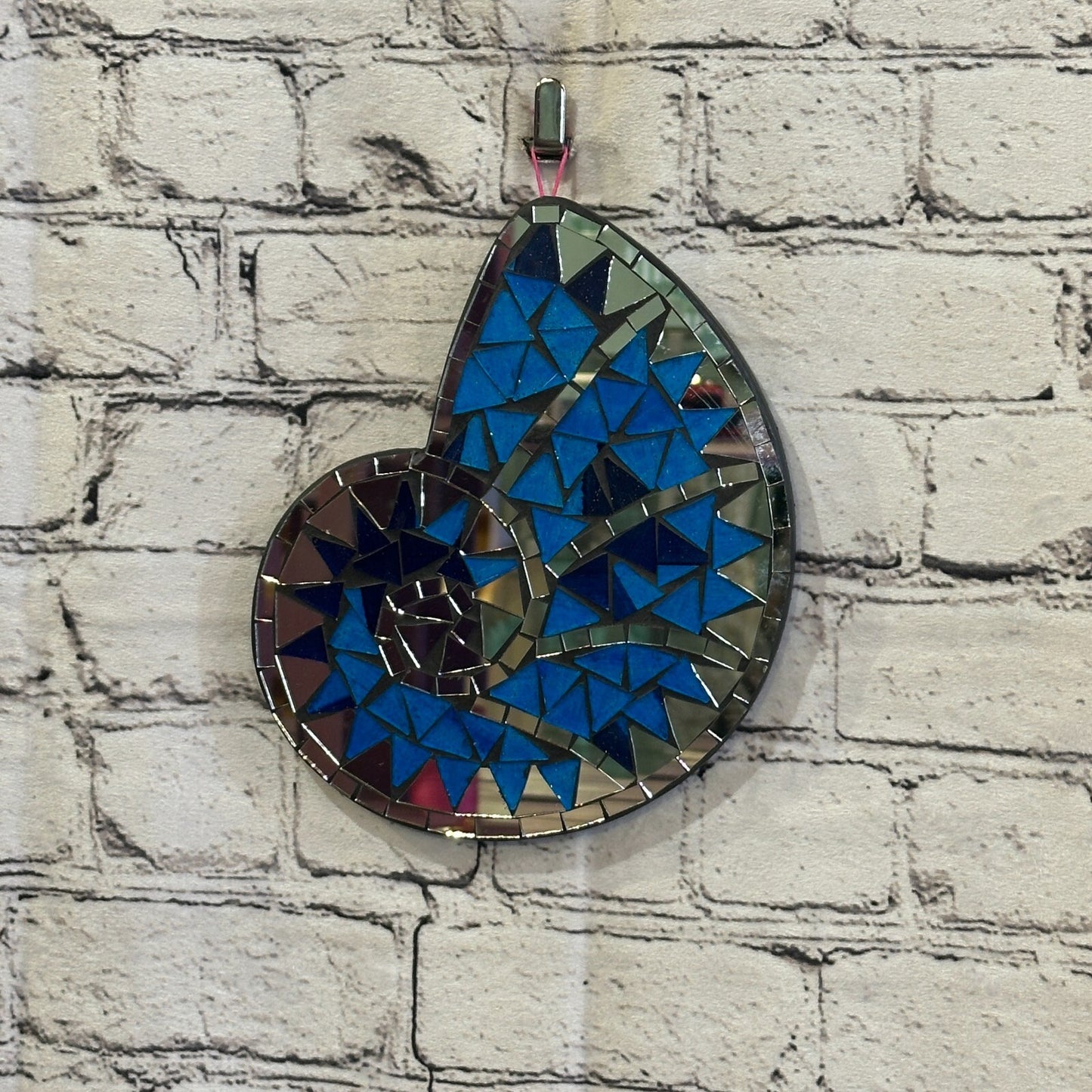 Blue Nautilus Shell Mosaic Tile Wall Mirror 20cm x 15cm Handmade New