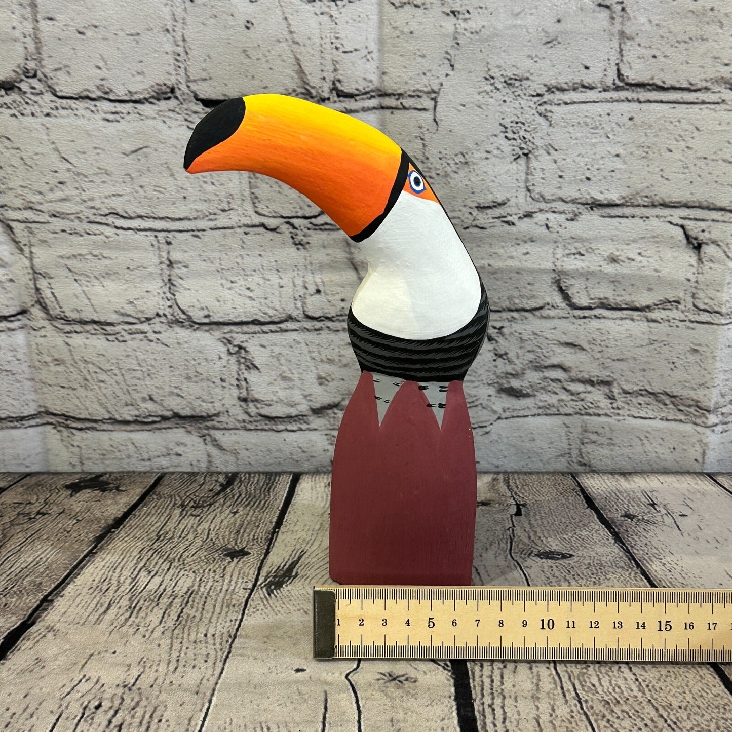 20cm Black Toucan Bird Ornament Statue Fair Trade Hand Made Carved Wood