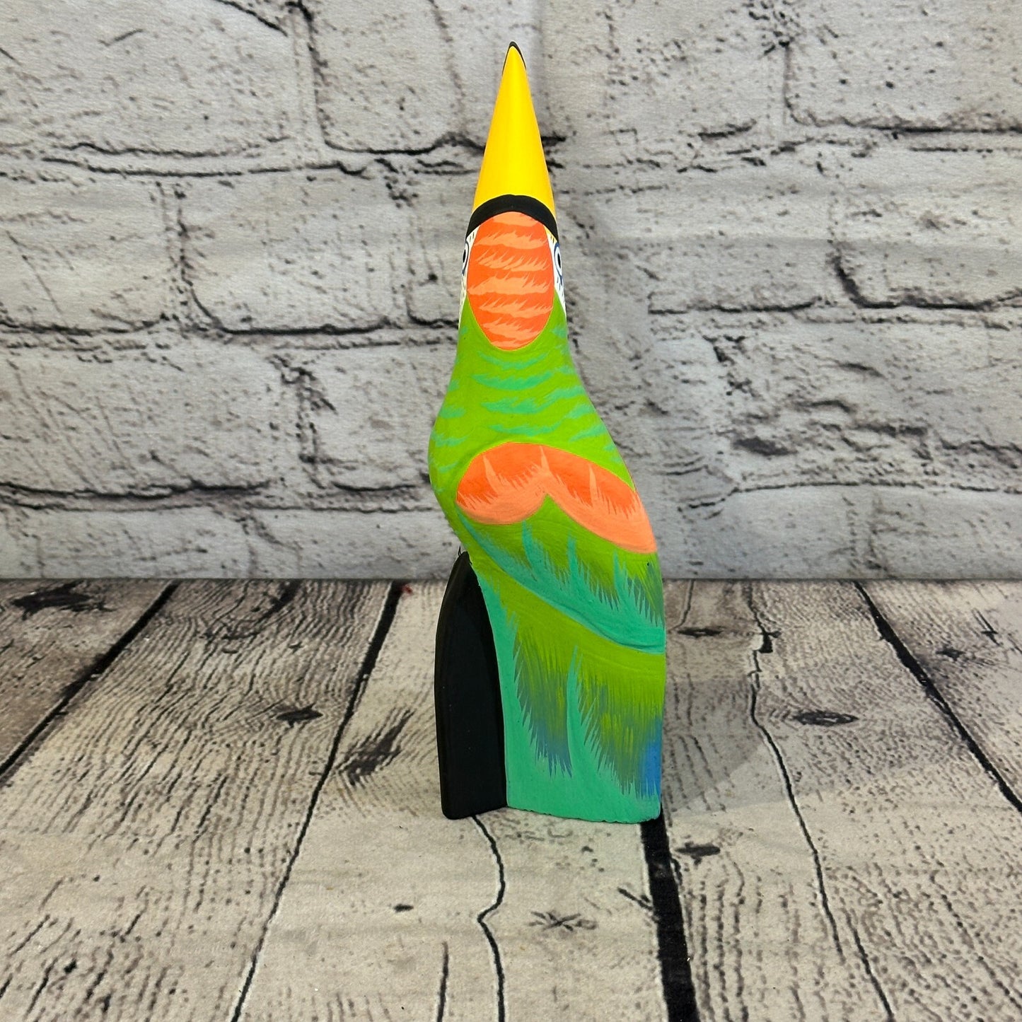 15cm Green Toucan Bird Ornament Statue Fair Trade Hand Made Carved Wood