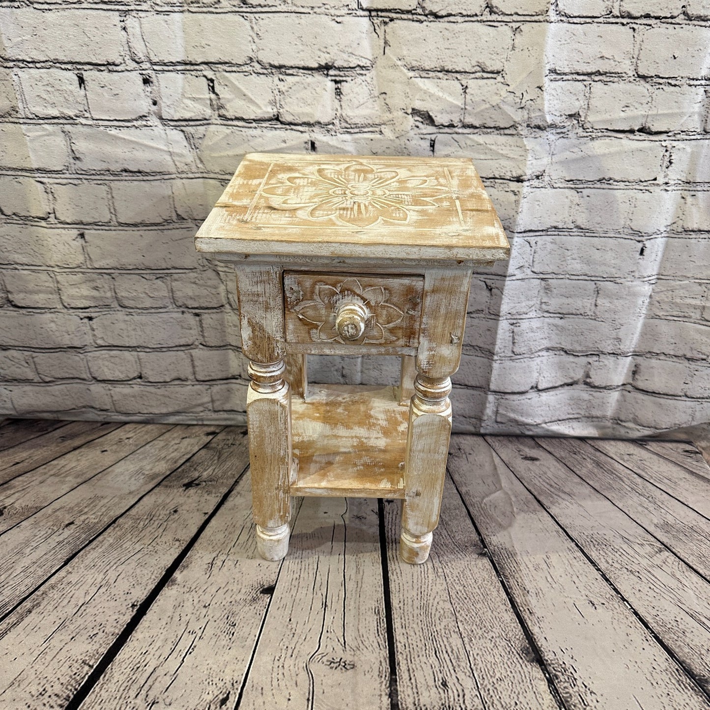 40cm x 25cm Cream 1 Draw Wooden Side Cabinet Living Hallway Storage Furniture