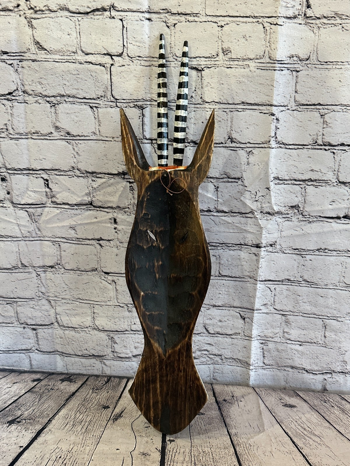 50cm Antelope Hand Carved Fair Trade Wooden Animal Wall Art Wall Hang Mask