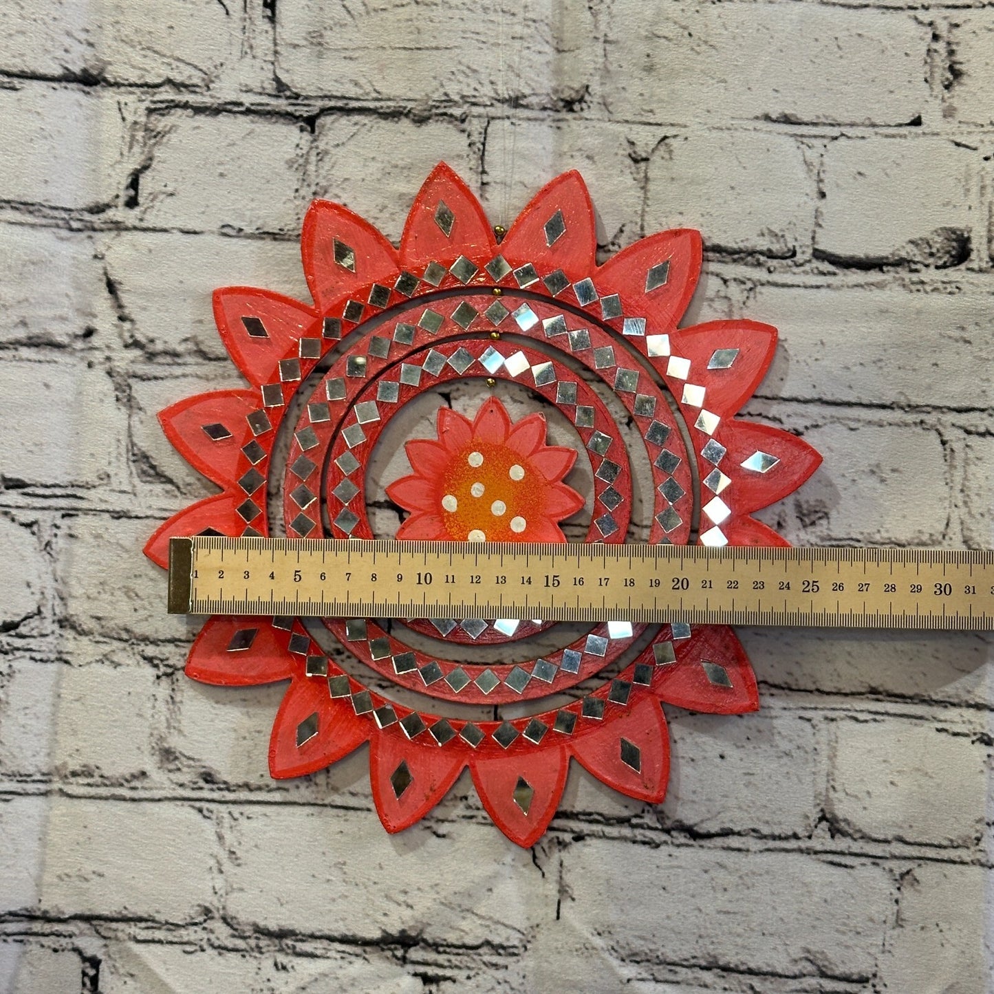 25cm Pink Sunflower Hanging With Mirrors Window Suncatcher Indoor Mobile