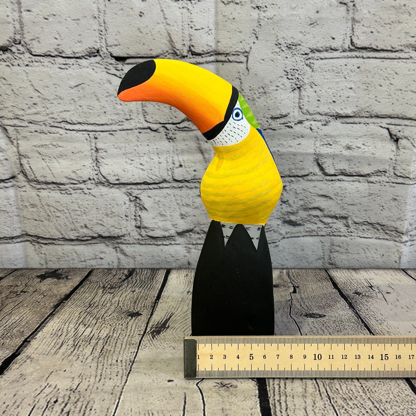 20cm Blue Toucan Bird Ornament Statue Fair Trade Hand Made Carved Wood