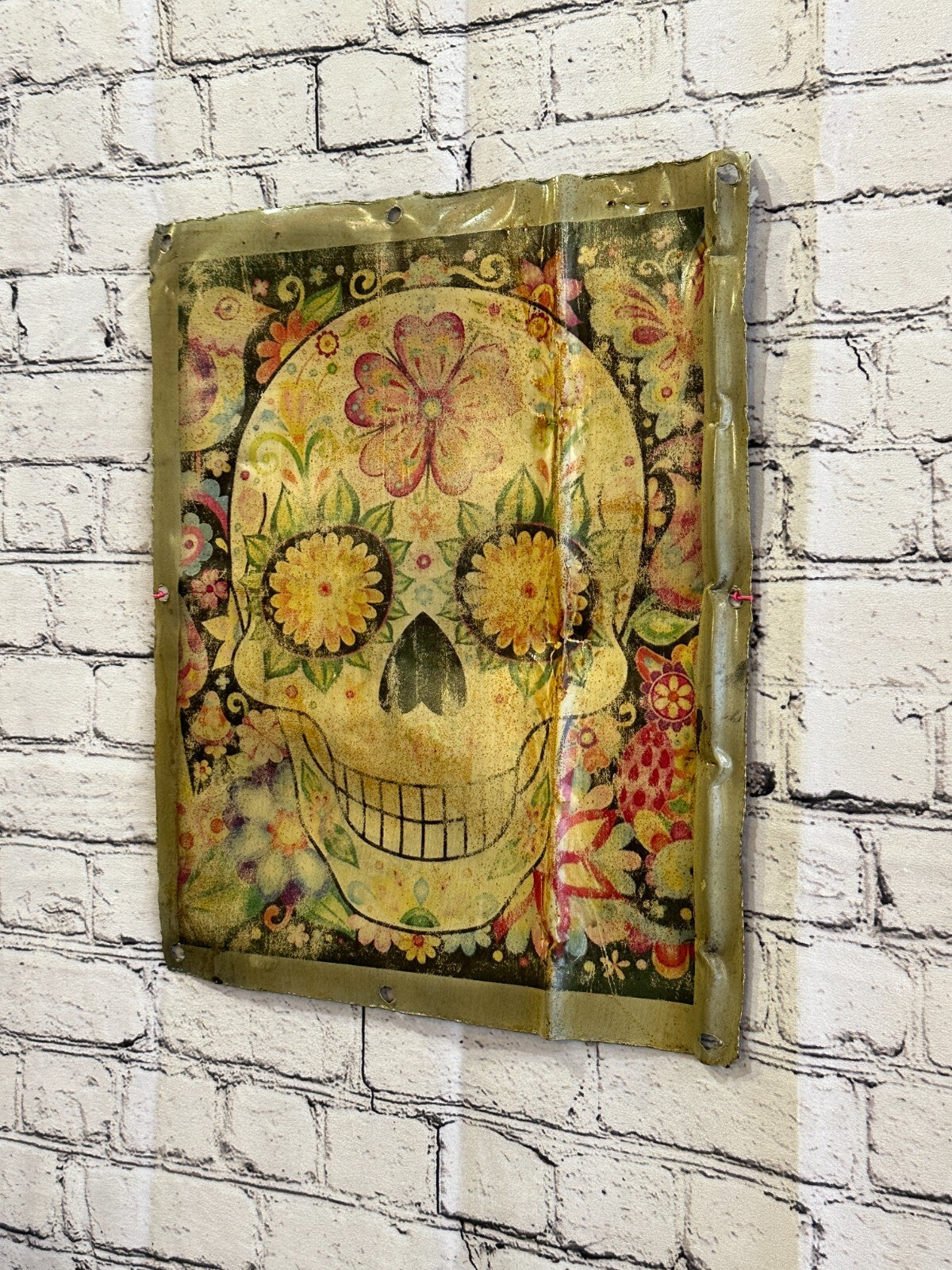 Day The Dead Sugar Skull Advert Wall Plaque 42cm x 36cm Vintage Retro Tin Sign