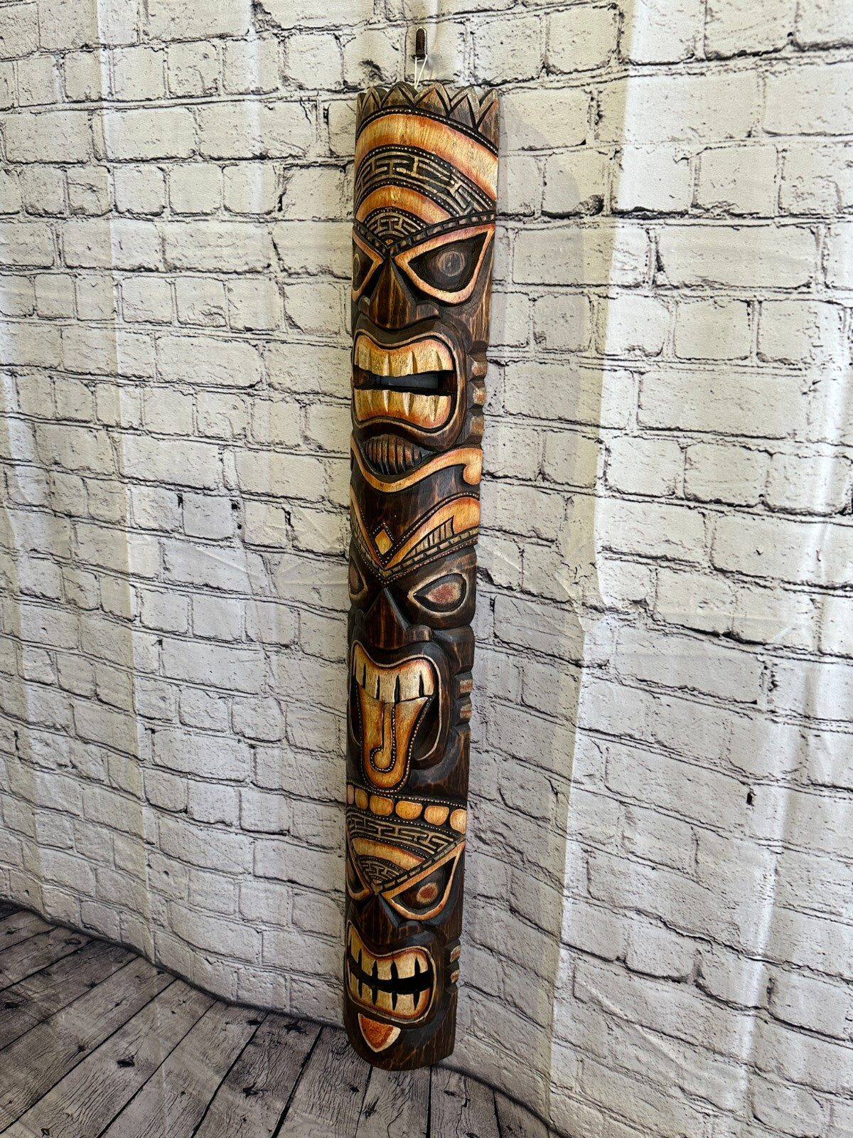 100cm Tiki Bar Mask Sign Decoration Wall Hanging Mask Wood Carving Design 1