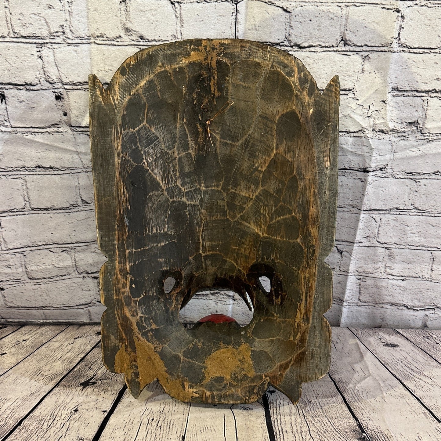 Large Wooden Brown Barong Wall Mask 50cm x 30cm Handmade And Fairtrade