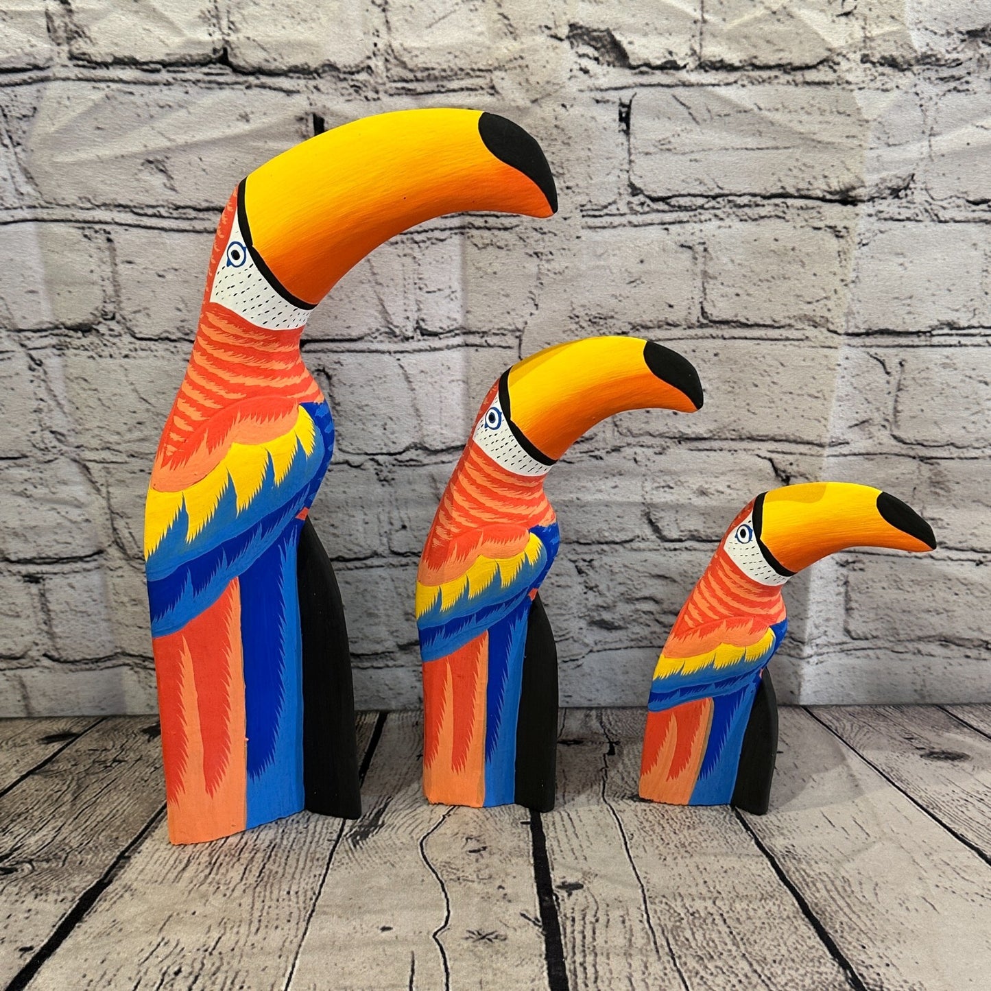 30cm Red Toucan Bird Ornament Statue Fair Trade Hand Made Carved Wood