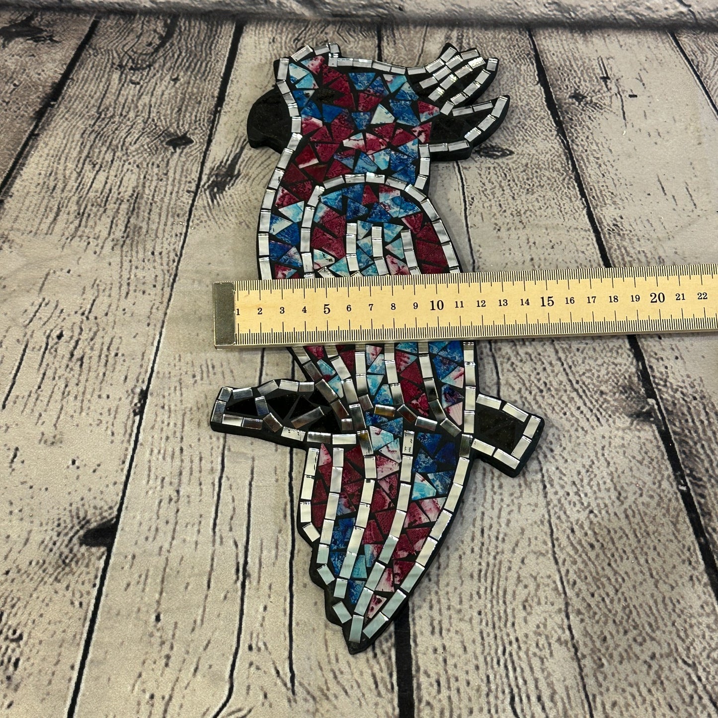 Purple Blue Red Tropical Parrot Mosaic Tile Wall Mirror 30cm x 15cm Handmade New