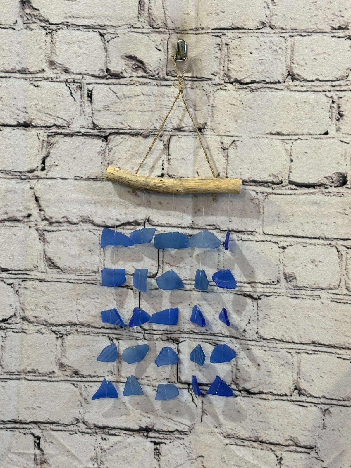 25cm x 15cm Dark Blue Wind Recycled Glass Driftwood Handmade Garden Home Mobile