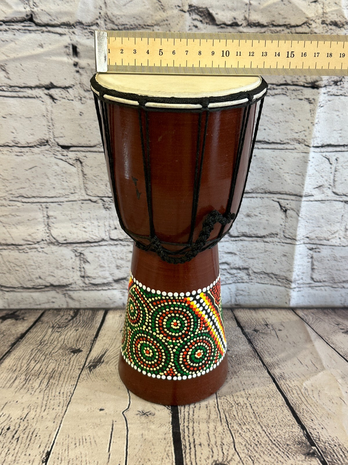 30cm Painted Wooden Djembe Bongo Painted African Influenced Drum High Handmade