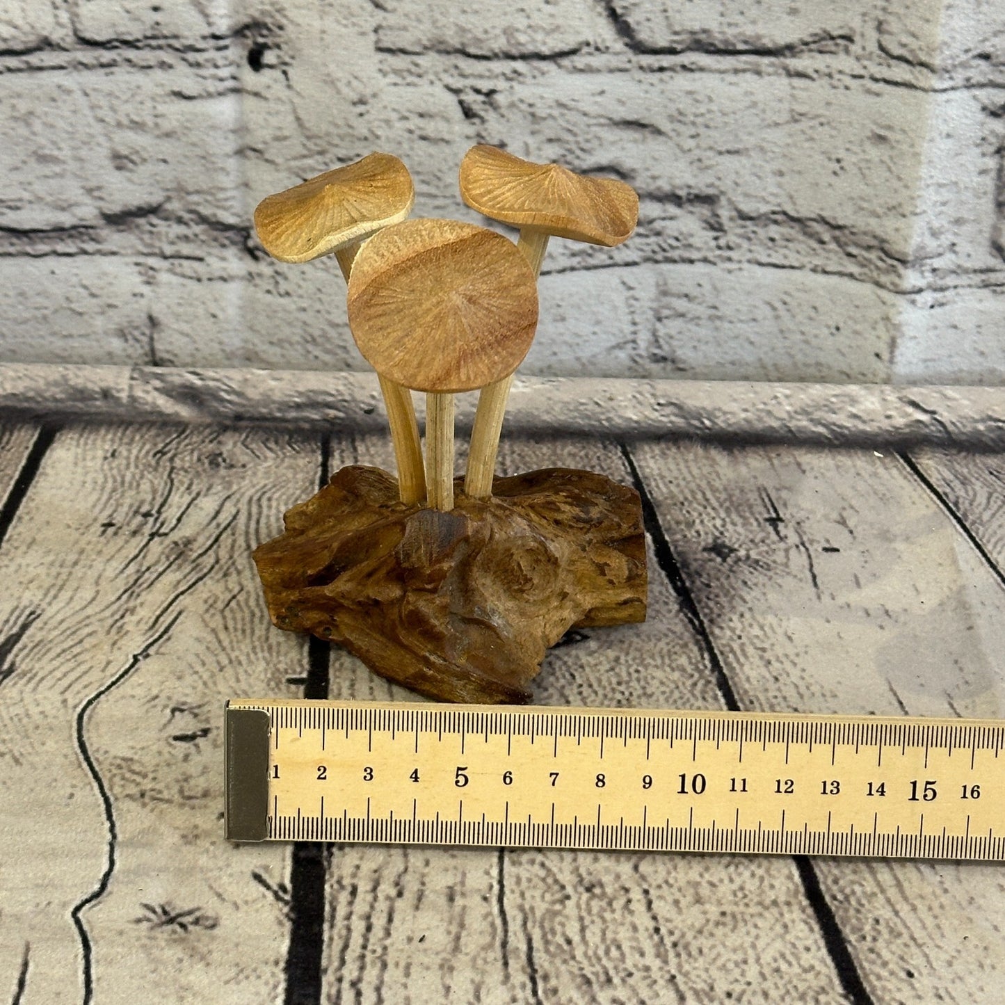 Small Mushrooms Cluster Parasite Ornament Natural Carving Fairtrade Wooden