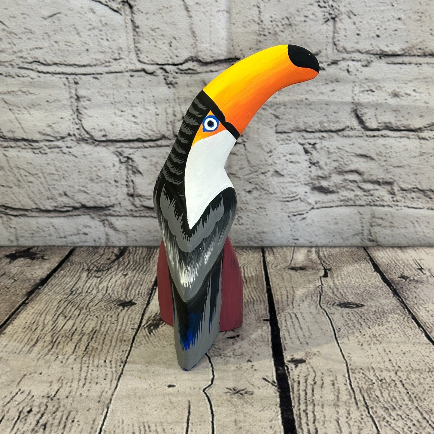 15cm Black Toucan Bird Ornament Statue Fair Trade Hand Made Carved Wood