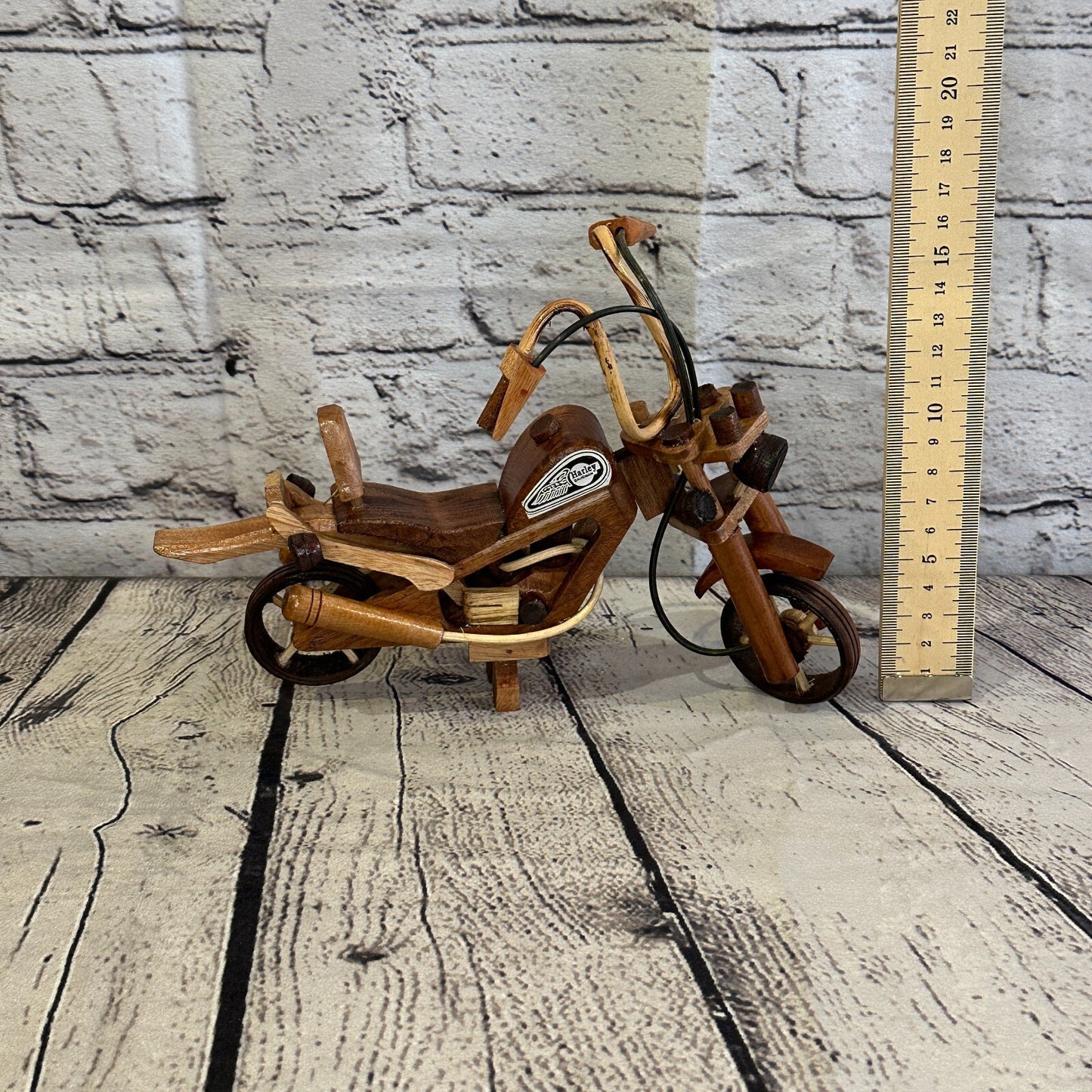 20cm Small Light Wood Motorbike Motorcycle Model Wooden Ornament Decorative Bike
