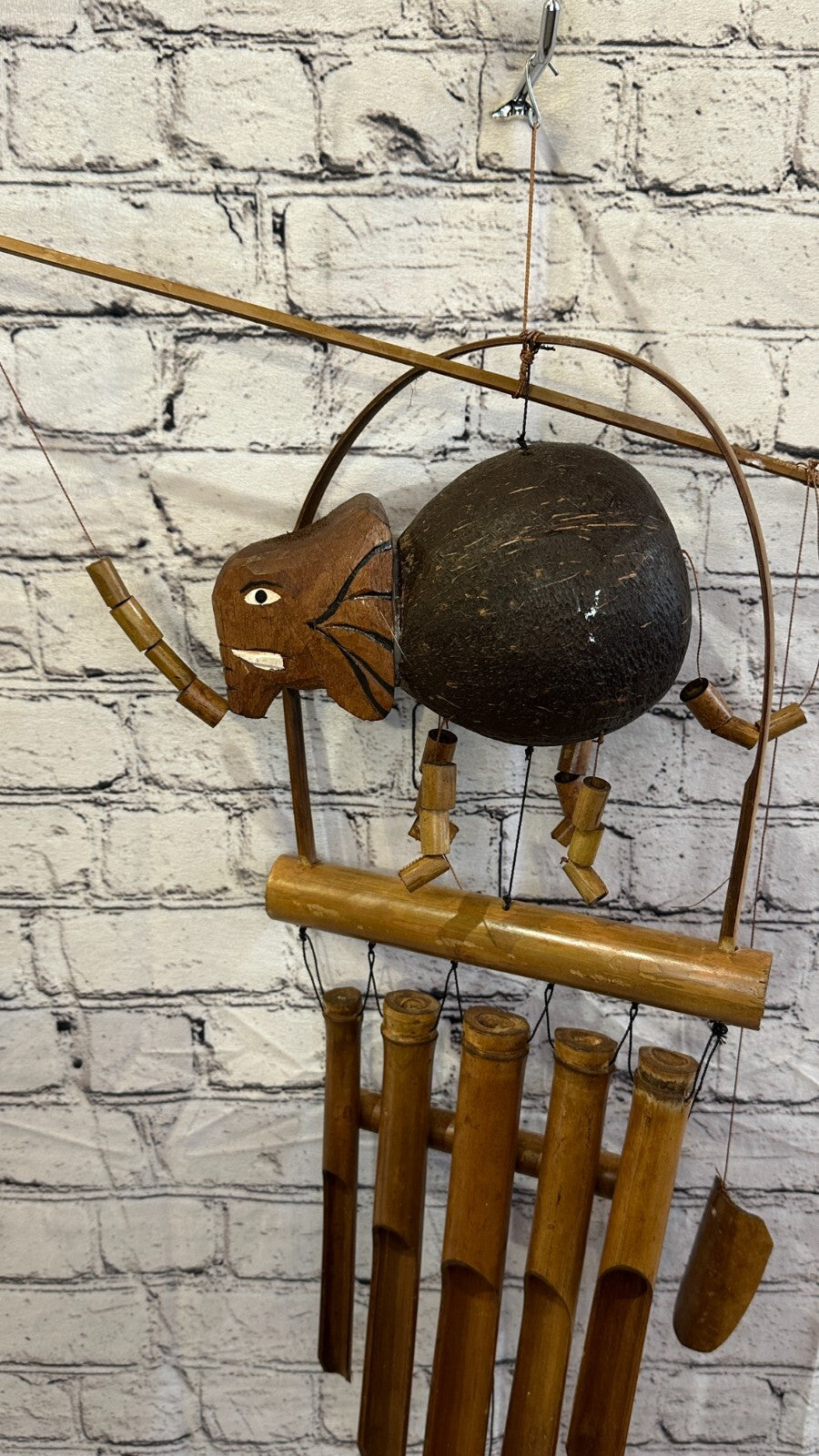 Elephant With Chimes Bamboo Windchime 60cm Garden Gift Summer Handmade Chimes