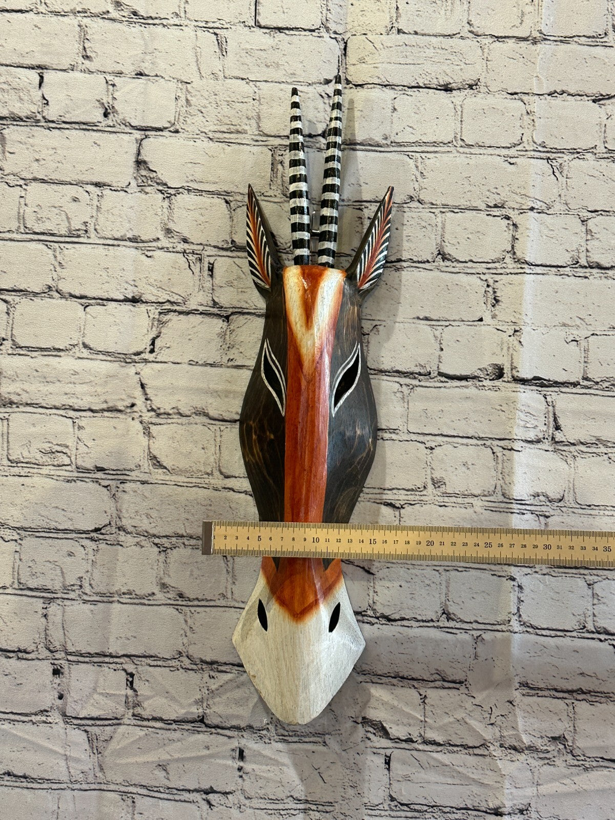 50cm Antelope Hand Carved Fair Trade Wooden Animal Wall Art Wall Hang Mask