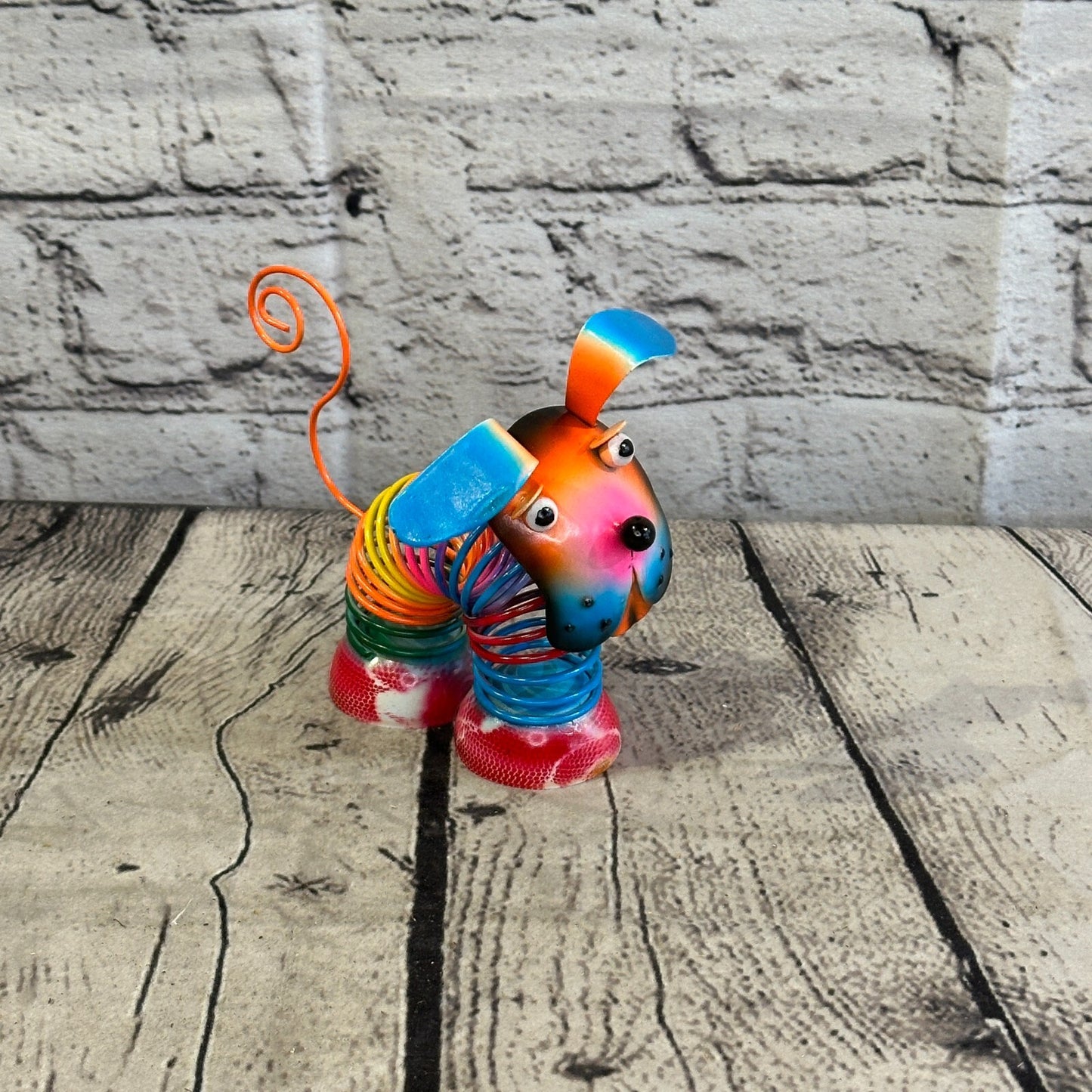 10cm x 10cm Pink Bight Colour Spring Dog Cartoon Ornament Painted Statue