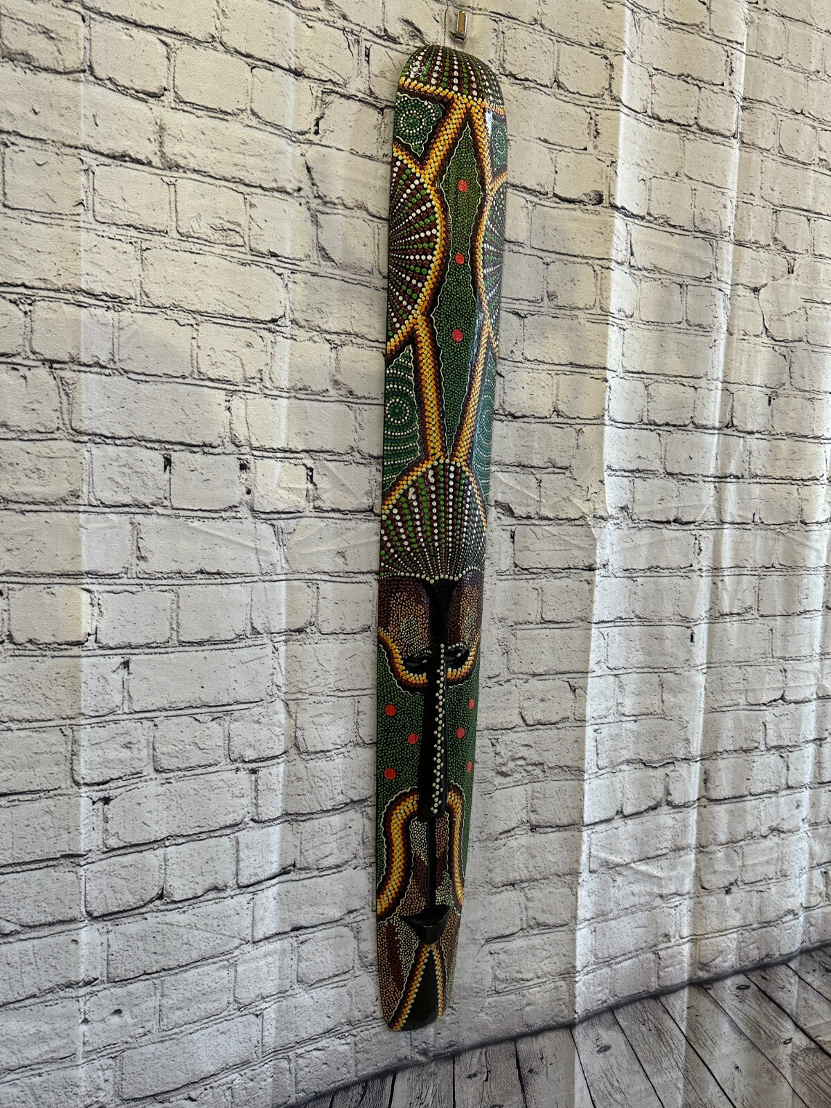 Mask 100cm Carved Wooden Dot Painted Ethnic Tribal Tiki Wall Art Handmade No 2