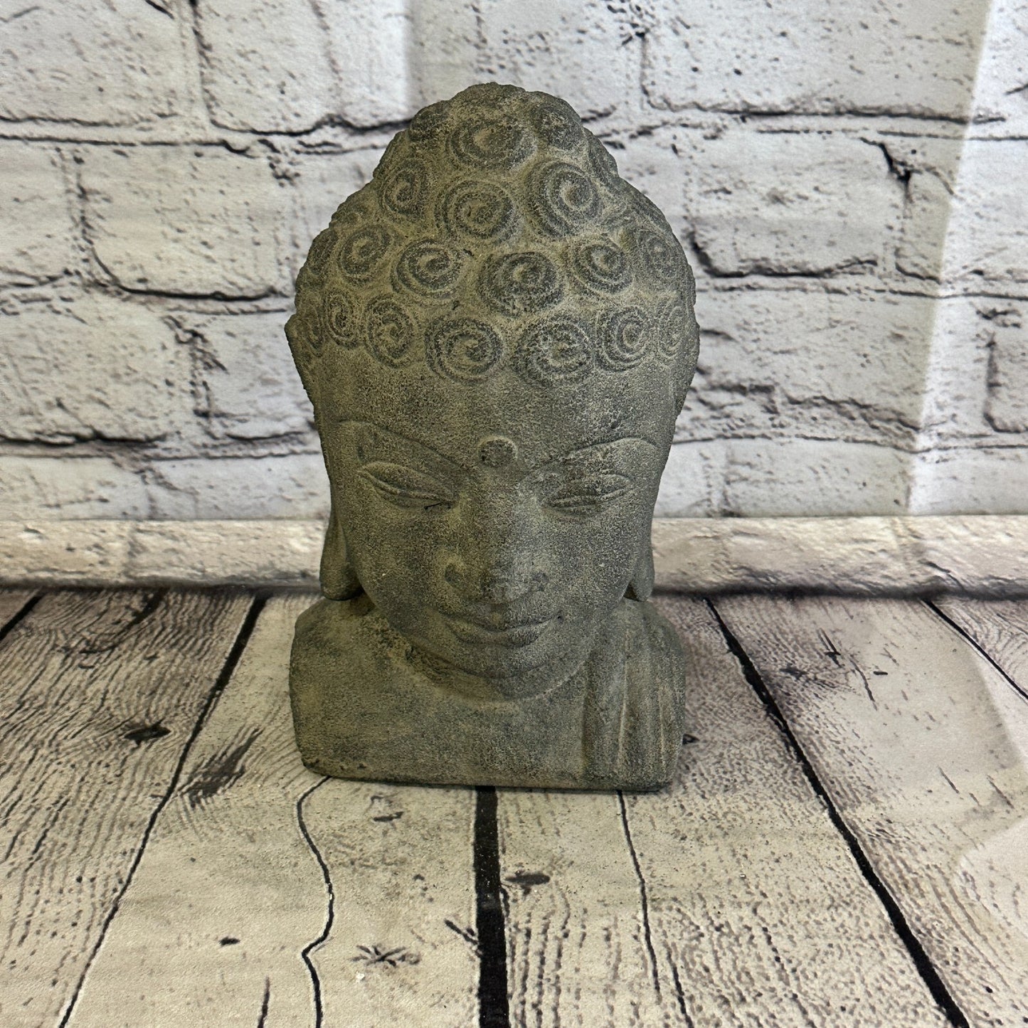 Thai Buddha Head Stone Garden 20cm x 12cm Ornament Outdoor Indoor Statue Hindu