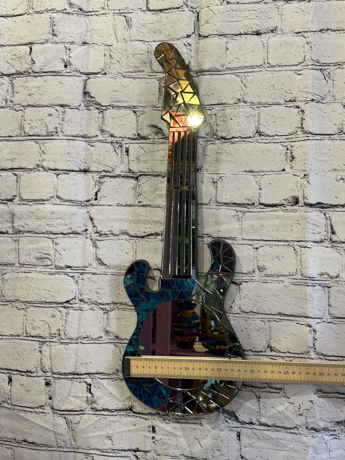 Blue Guitar Mosaic Tile Wall Mirror 60cm x 20cm 24 Inches Handmade New