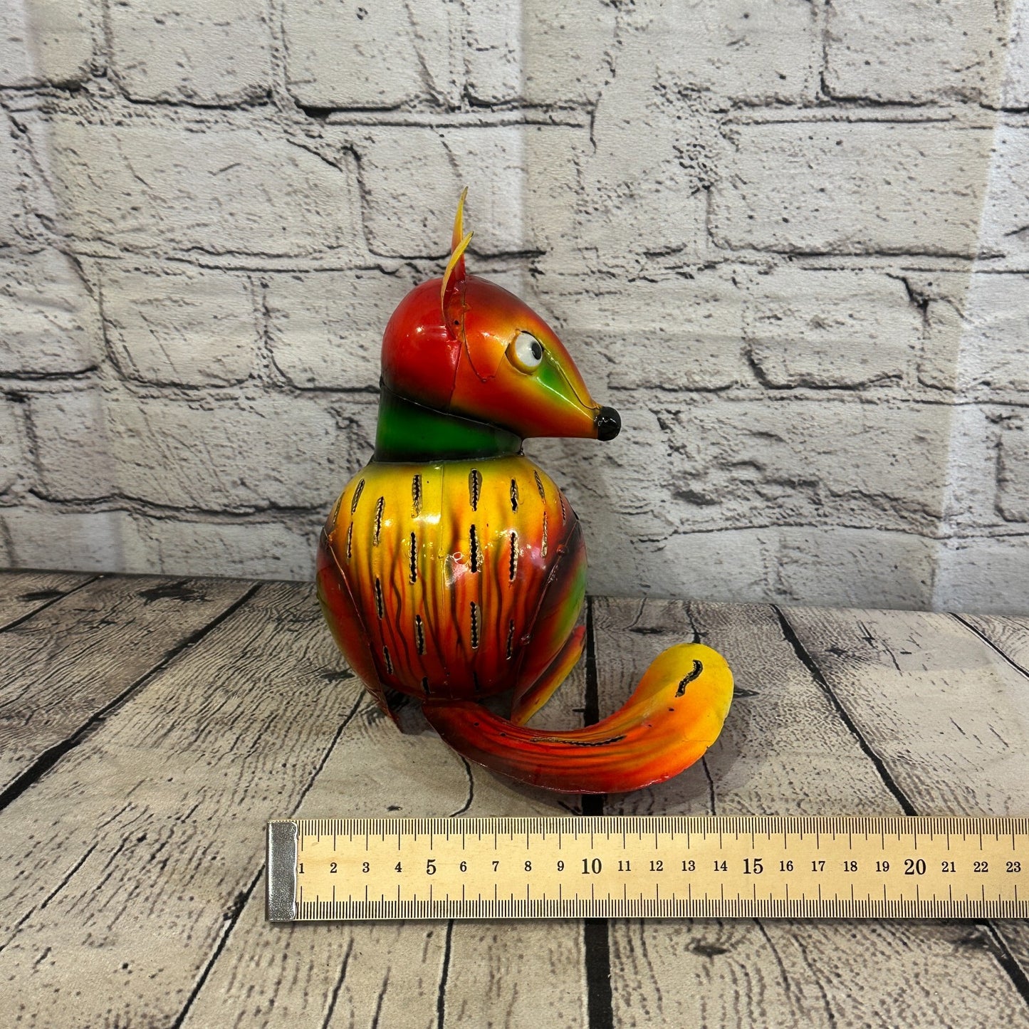 18cm x 14cm Orange Colour Fox Cartoon Ornament Painted Statue Candle Holder