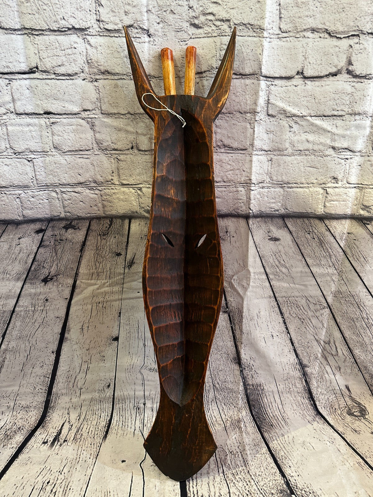 100cm Artist Giraffe Hand Carved Fairtrade Wooden Animal Wall Art Wall Hang Mask