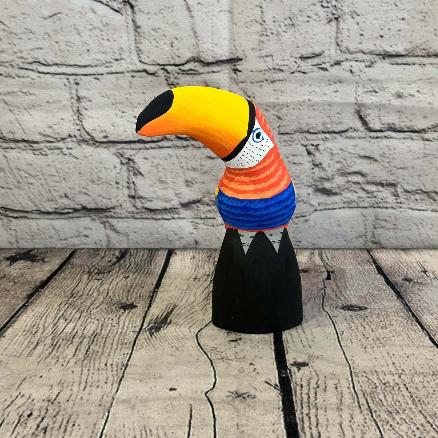 15cm Red Toucan Bird Ornament Statue Fair Trade Hand Made Carved Wood
