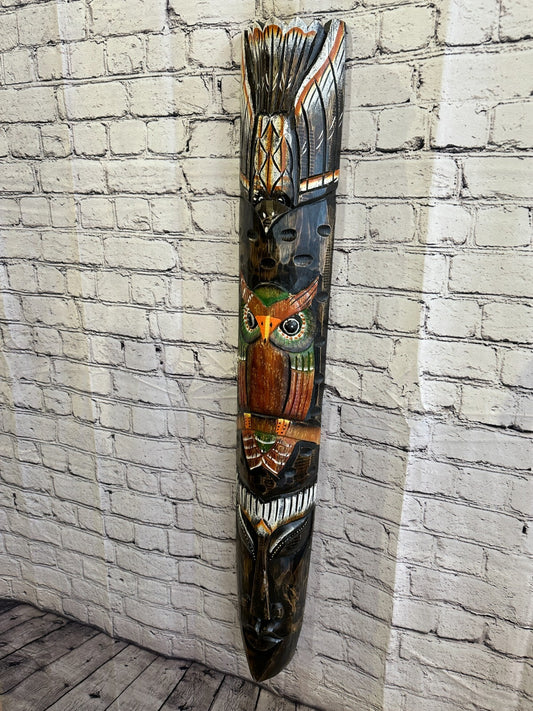 100cm Eagle Owl Hand Carved Fair Trade Wooden Animal Wall Art Wall Hang Mask