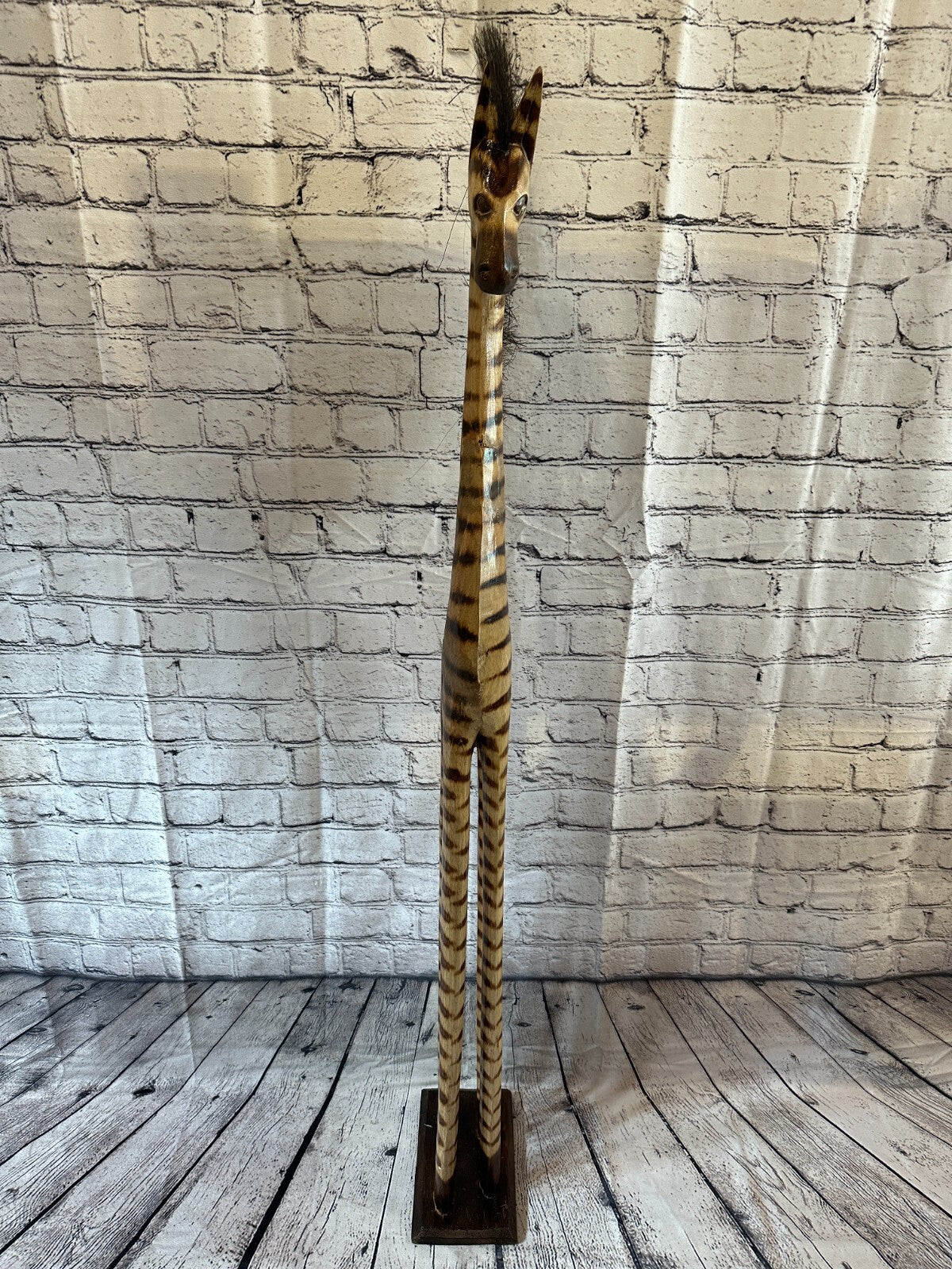 120cm Burnt Pattern Wood Horse Tall Statue Wood Modern Hand Carved Painted