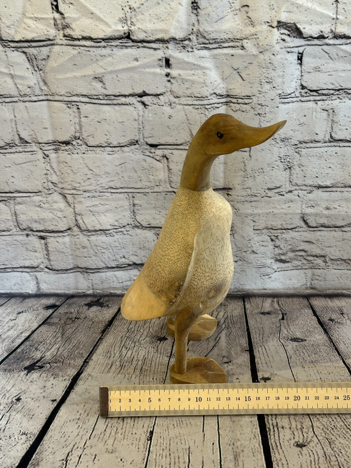 Looking Right 30cm Tall Wooden Hairy Duckling Baby Duck Bamboo Root Fairtrade