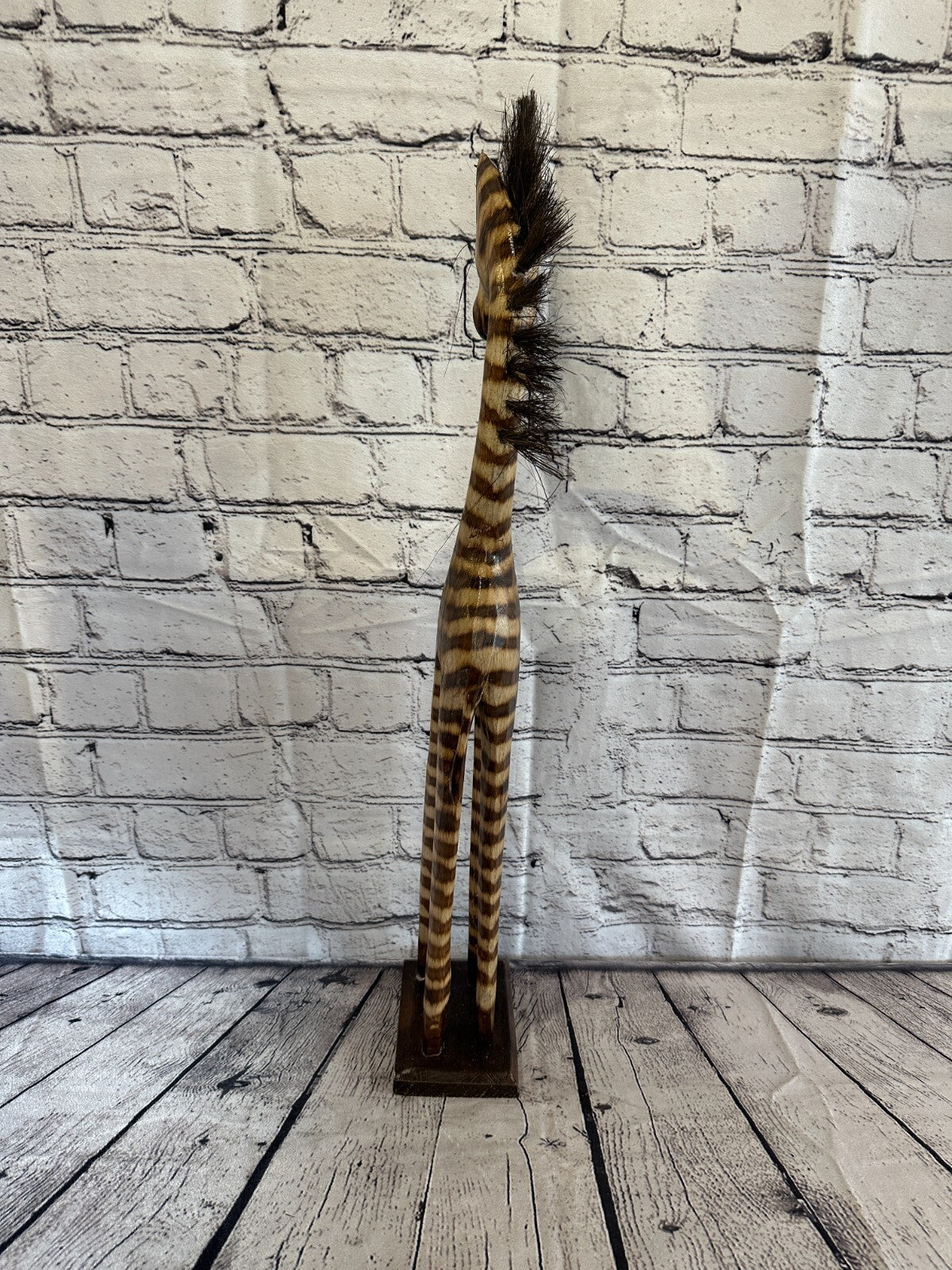 60cm Burnt Pattern Wood Horse Tall Statue Wood Modern Hand Carved Painted