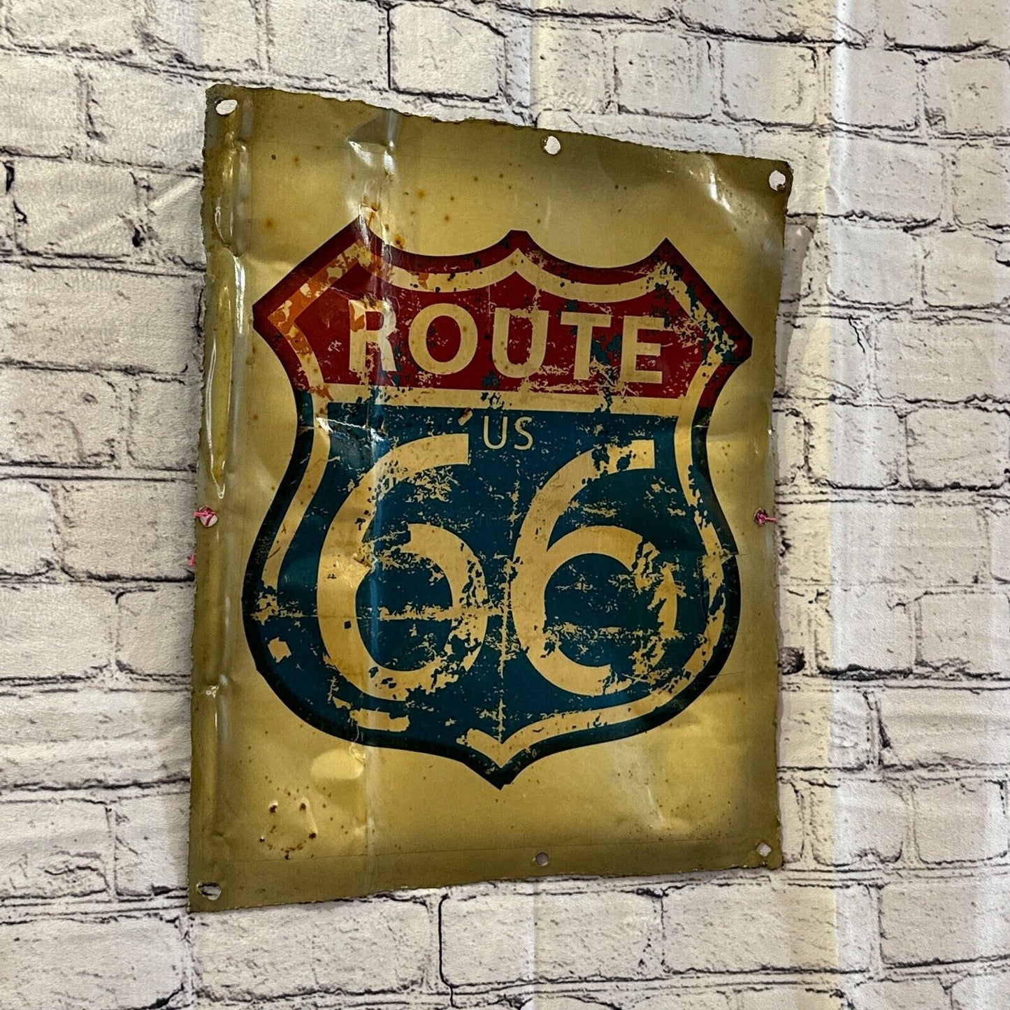 Route 66 Colourful Biker Advert Wall Plaque 42cm x 36cm Vintage Retro Tin Sign