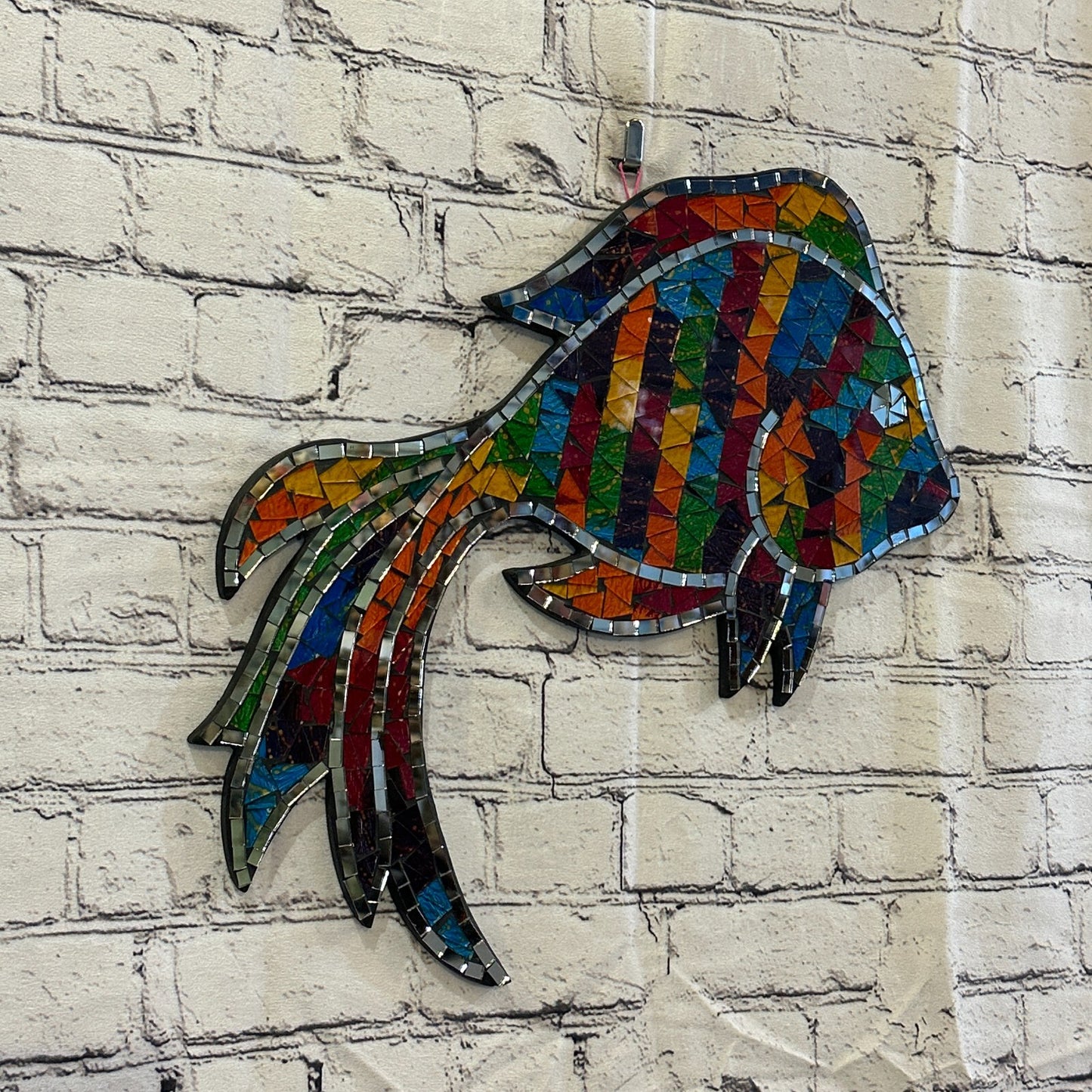 Rainbow Angel Tropical Fish Mosaic Tile Wall Mirror 40cm x 40cm Handmade New