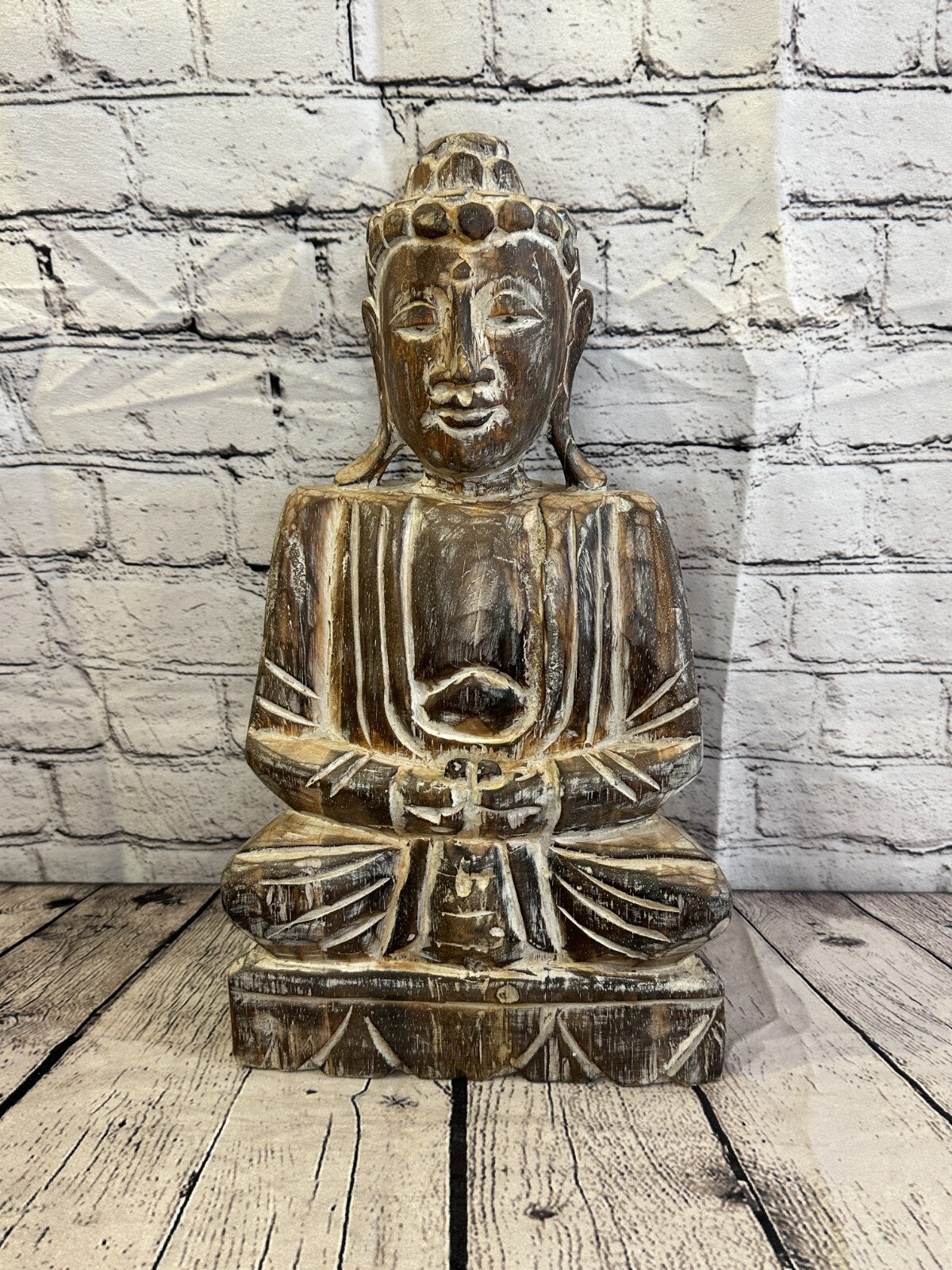 40cm x 20cm Brown Buddha Wooden Standing Statue Figurine Ornament Fair Trade