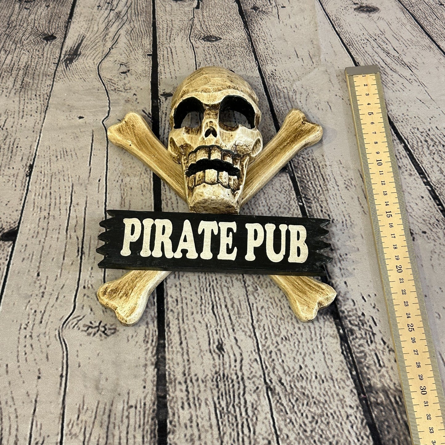 Skull & Crossbones Pirate Pub Pirate Sign Door Plaque 20cm x 20cm Handmade