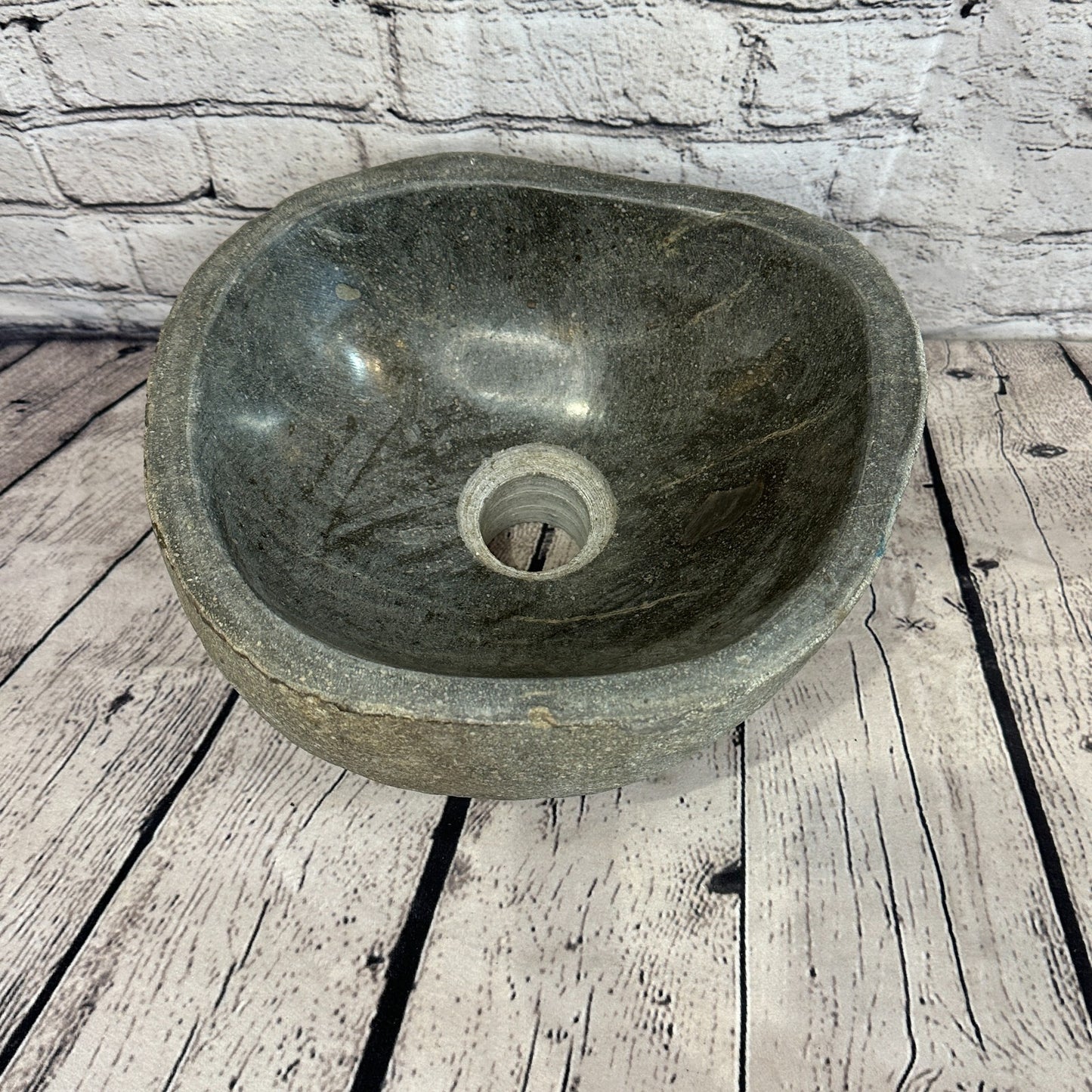 27cm x 26cm River Stone Sink Basin Bowl Natural for Bathroom Washroom Oval No 20