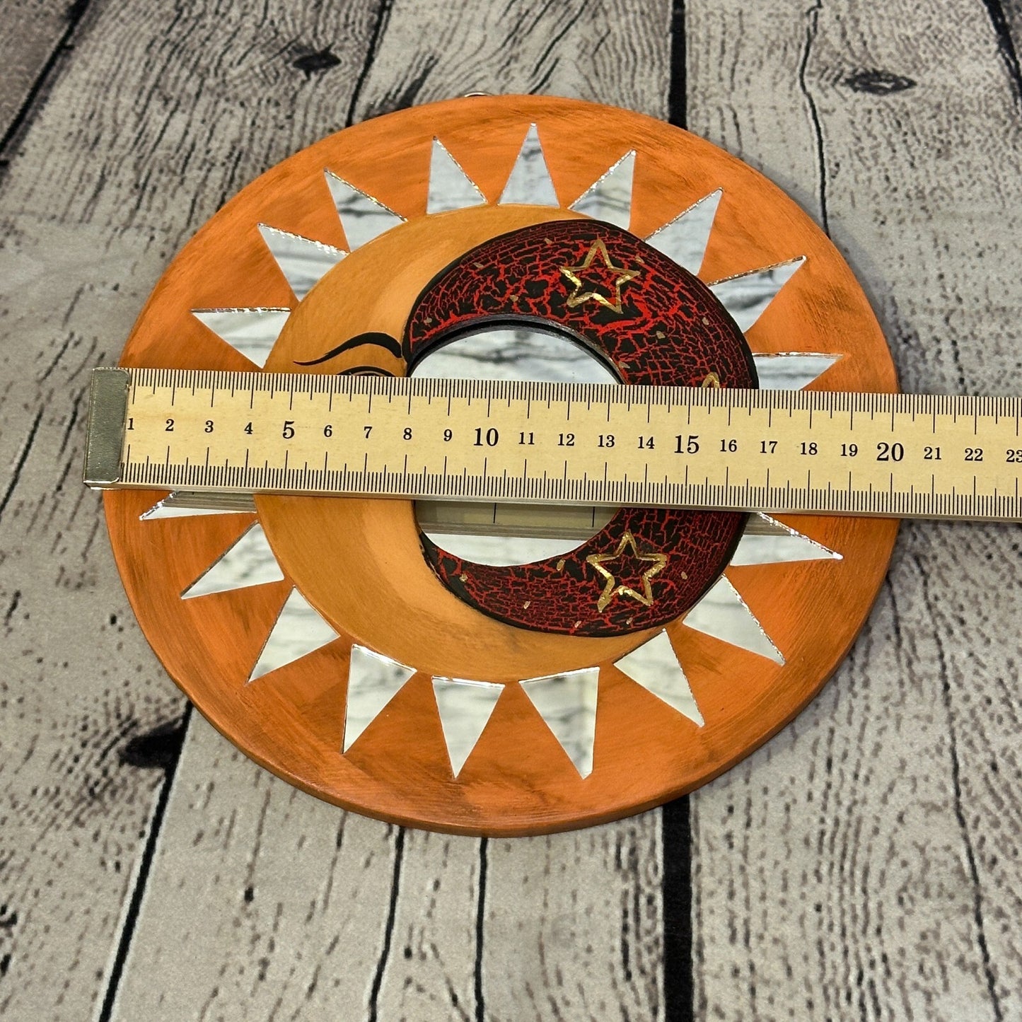 Red Full Moon Mosaic Tile Wall Mirror 20cm x 20cm 8 Inches Handmade Fairtrade