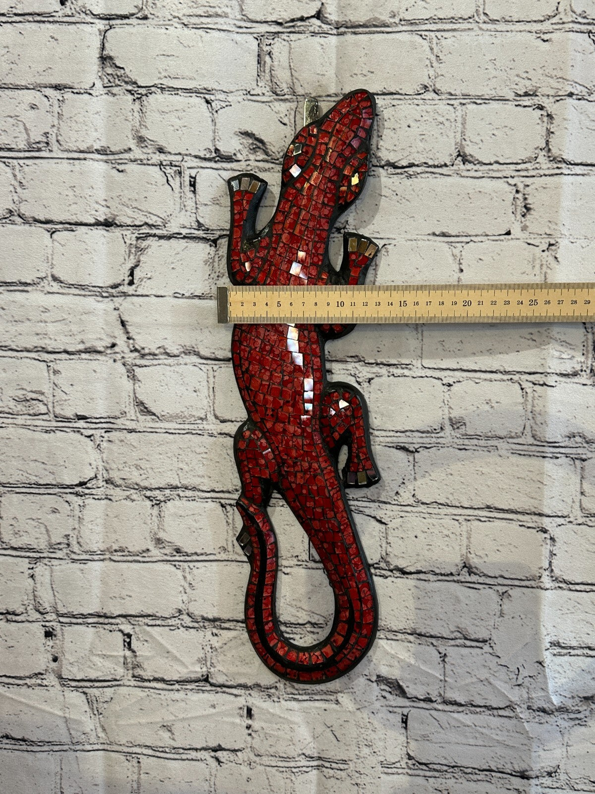 50cm Gecko Red Mosaic Wall Hanging Wooden Ornaments Wood Carving