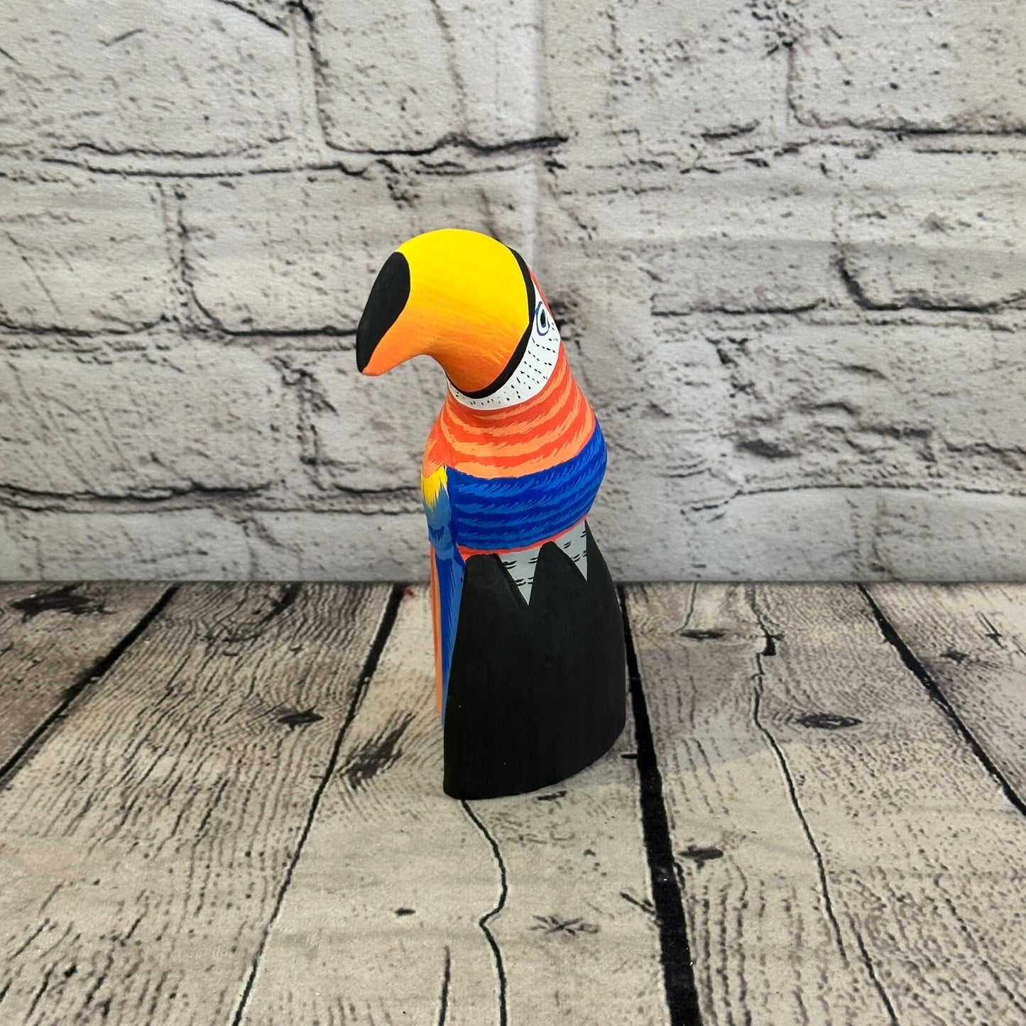 15cm Red Toucan Bird Ornament Statue Fair Trade Hand Made Carved Wood