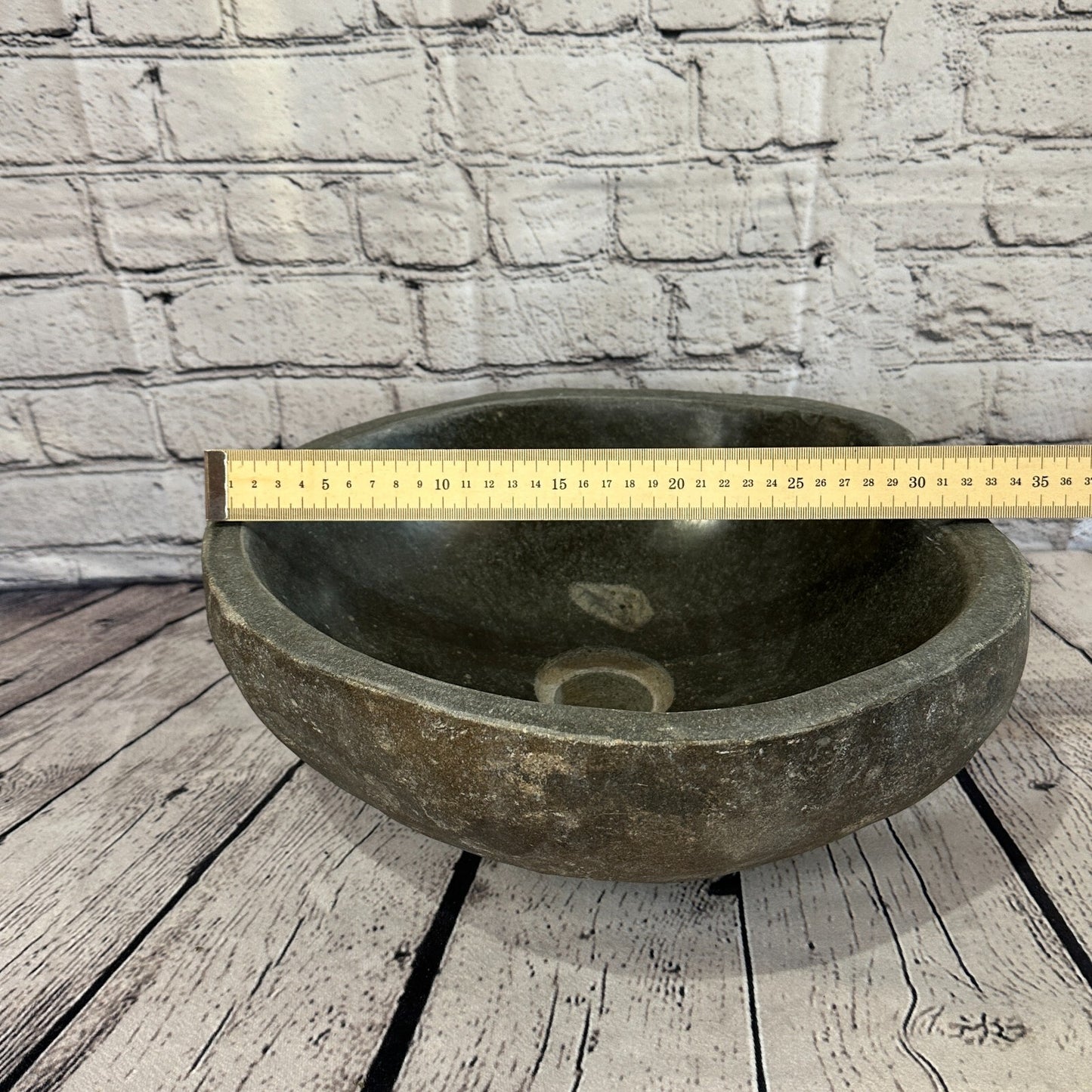 34cm x 31cm River Stone Sink Basin Bowl Natural for Bathroom Washroom Oval No 22