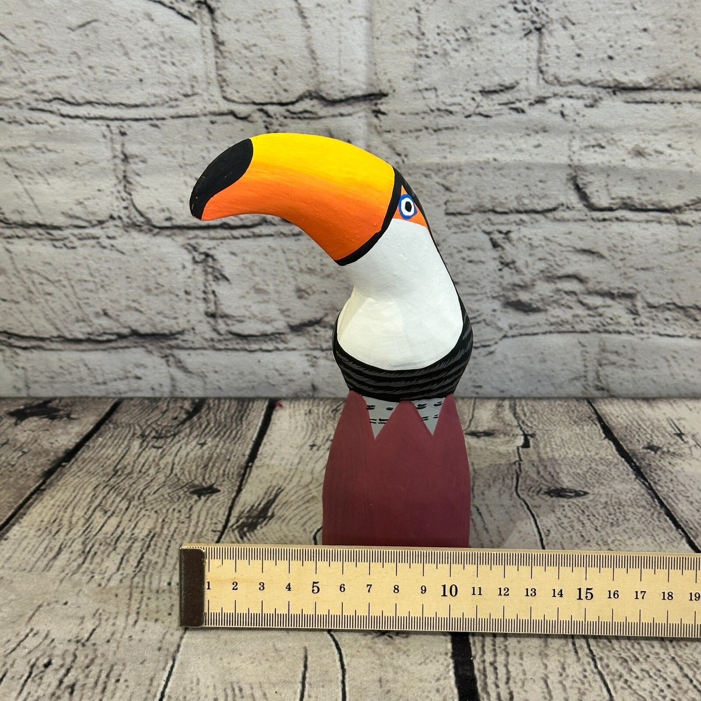 15cm Black Toucan Bird Ornament Statue Fair Trade Hand Made Carved Wood