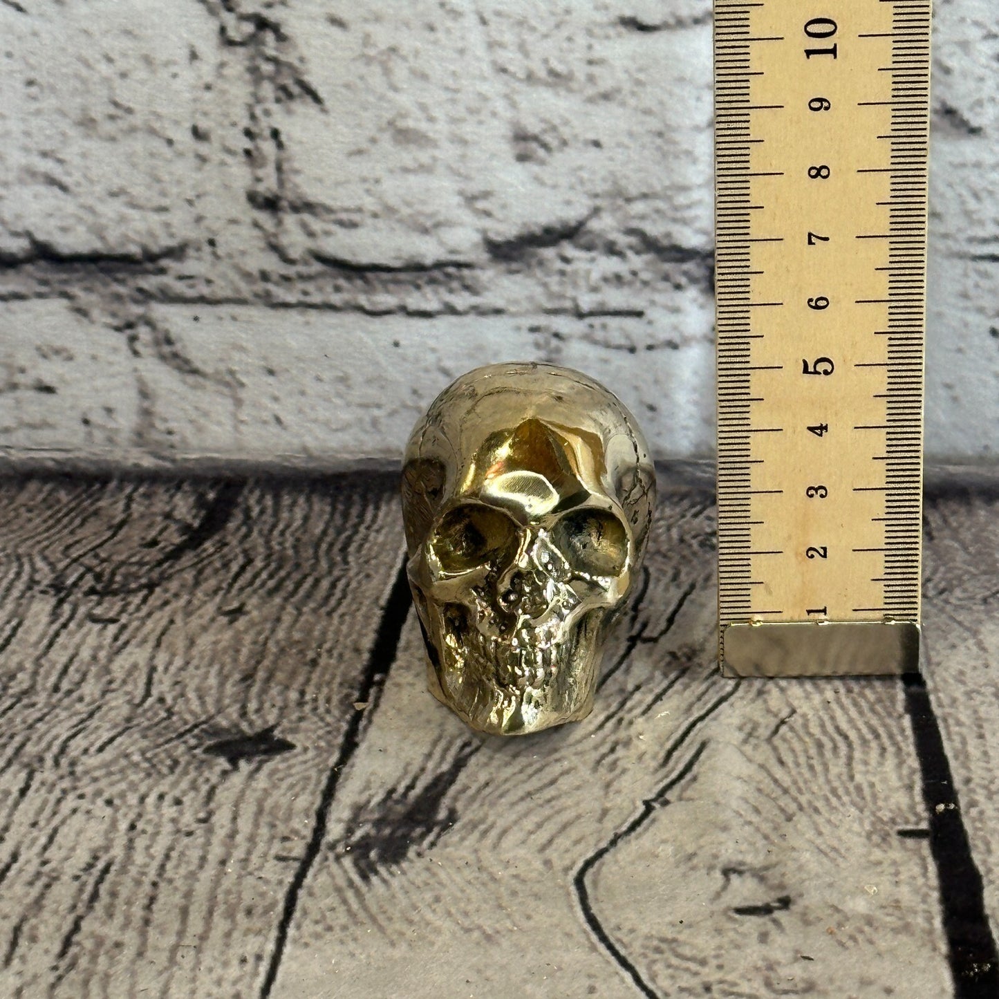 5cm x 5cm Antique Bronze Colour Skull Human Head Sculpture Ornament Home Office