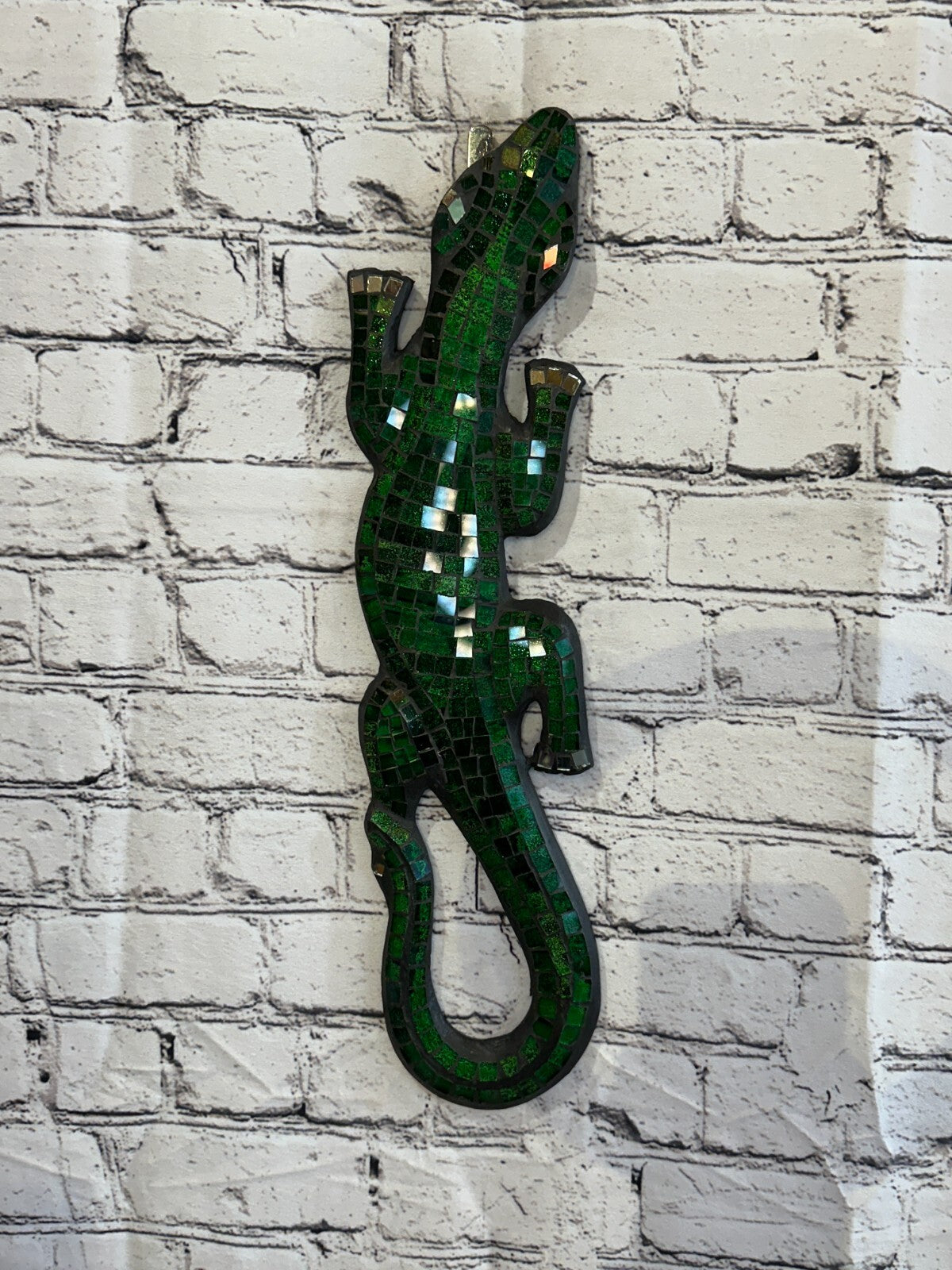50cm Gecko Green Mosaic Wall Hanging Wooden Ornaments Wood Carving