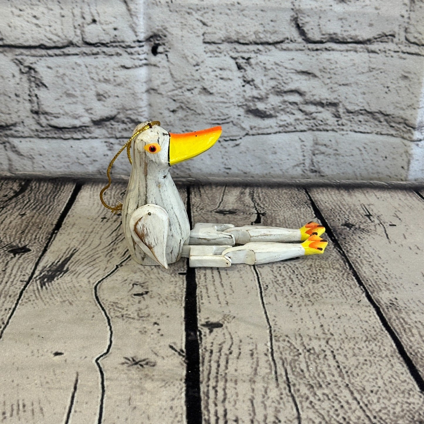 10cm Brown Duck Sitting Animal, Wooden Shelf Ornament Handmade and Fairtrade