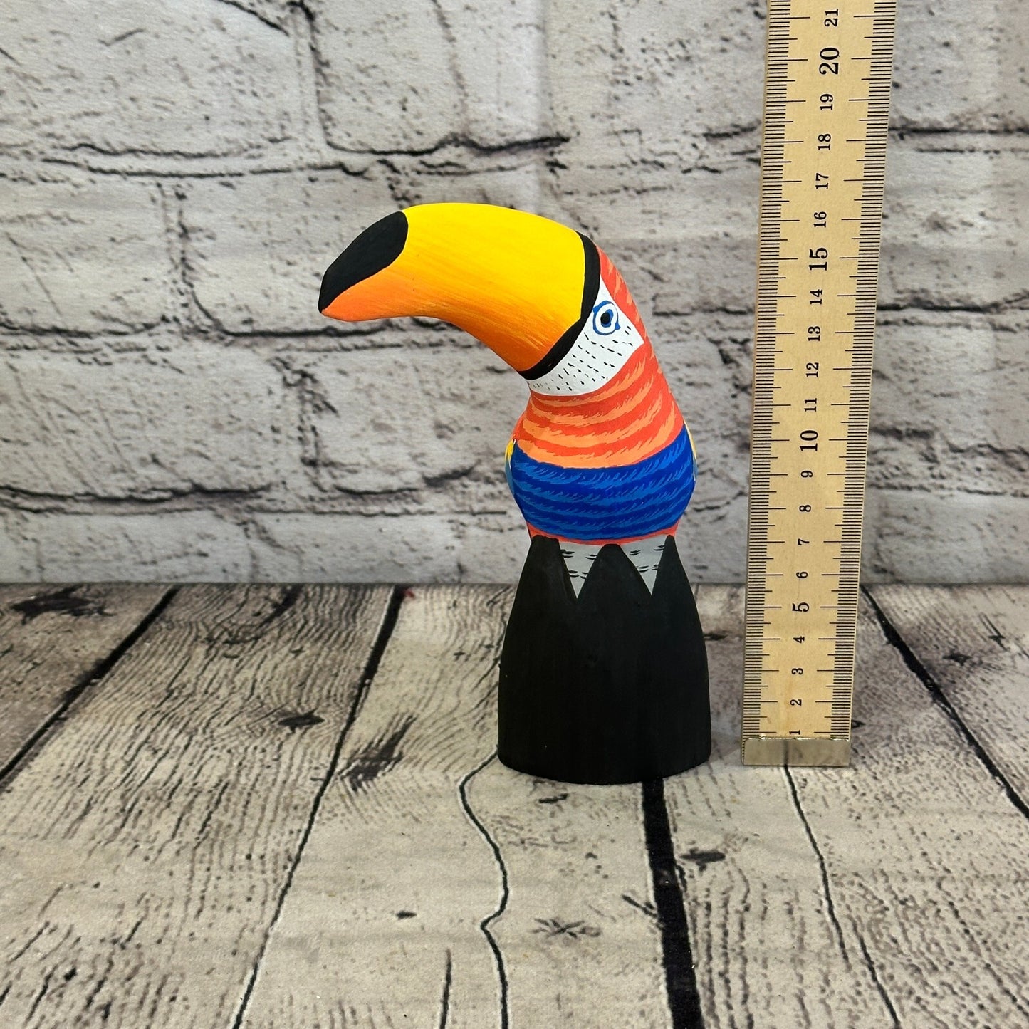15cm Red Toucan Bird Ornament Statue Fair Trade Hand Made Carved Wood