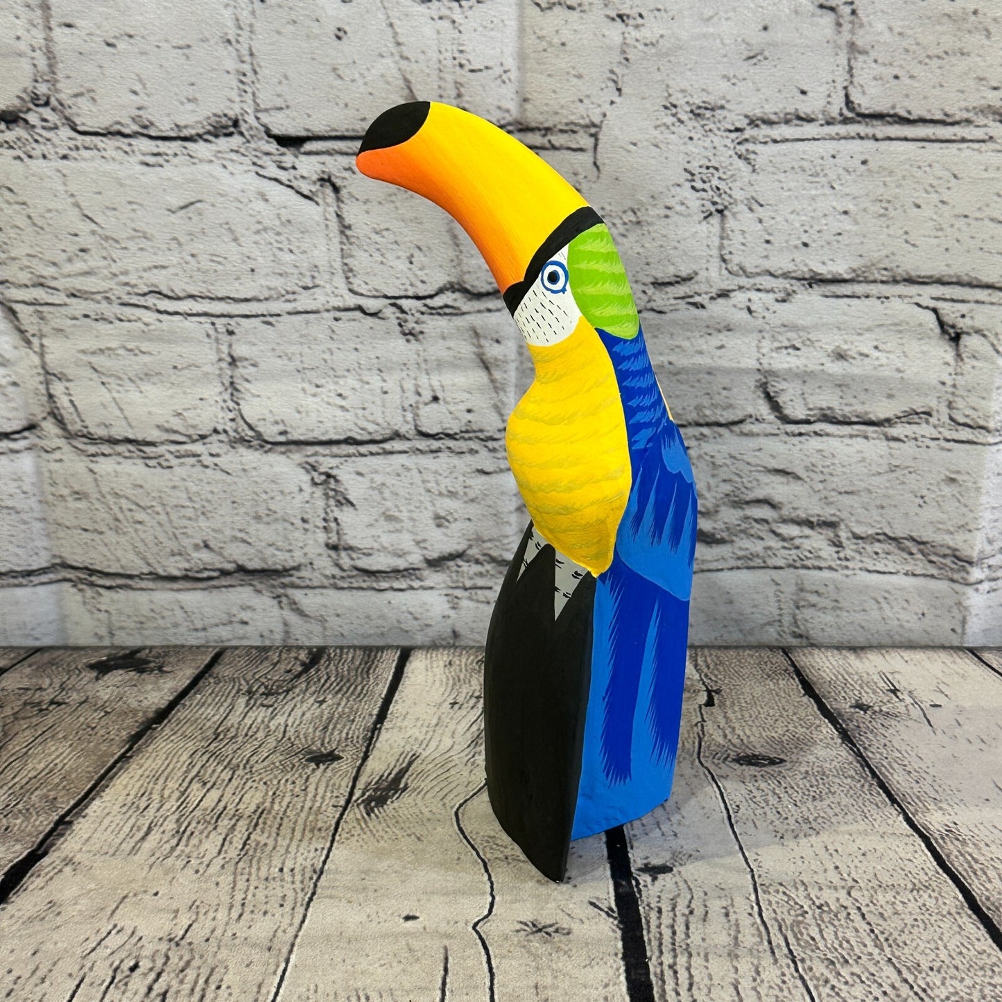 20cm Blue Toucan Bird Ornament Statue Fair Trade Hand Made Carved Wood