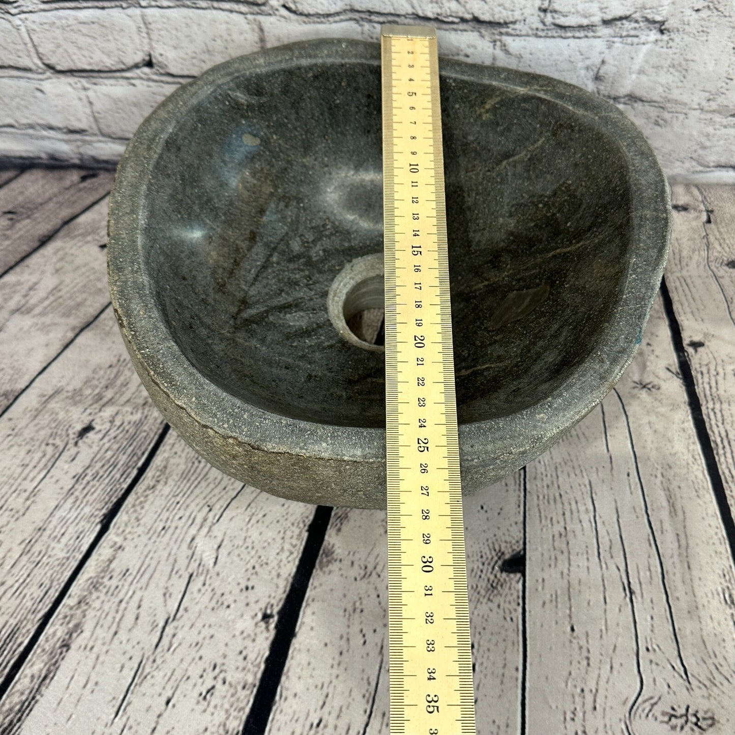 27cm x 26cm River Stone Sink Basin Bowl Natural for Bathroom Washroom Oval No 20