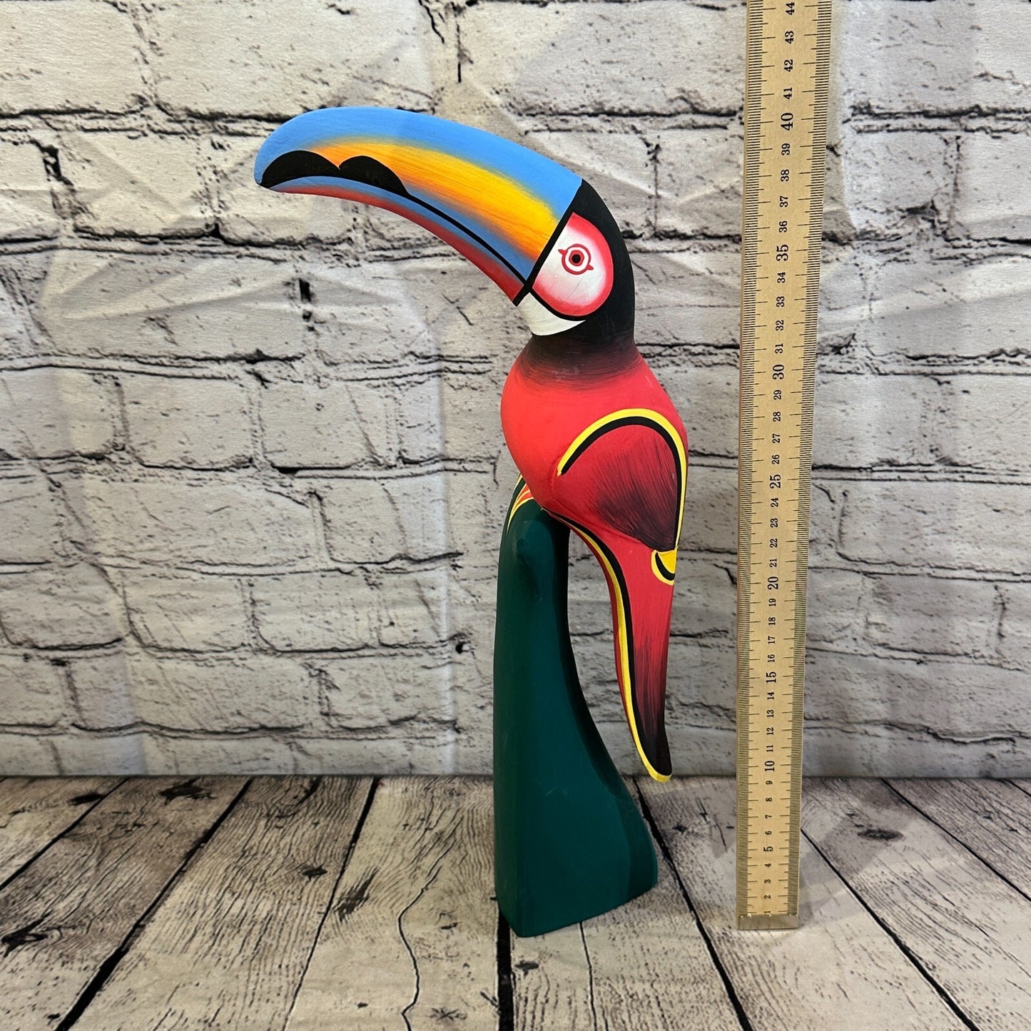 40cm Dark Red Toucan Bird Ornament Statue Fair Trade Hand Made Carved Wood