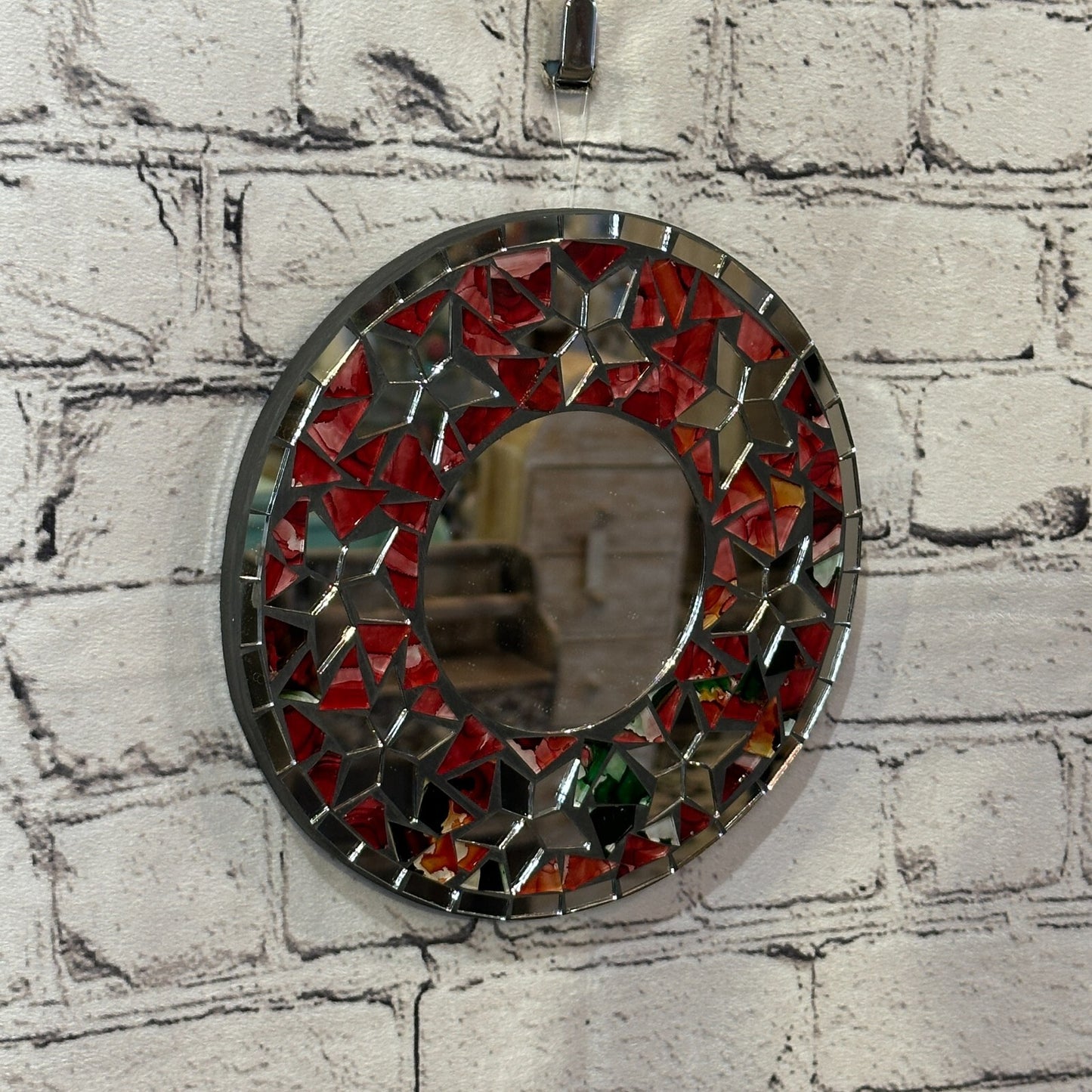 Red Star Mosaic Tile Wall Mirror 20cm x 20cm 8 Inches Handmade New