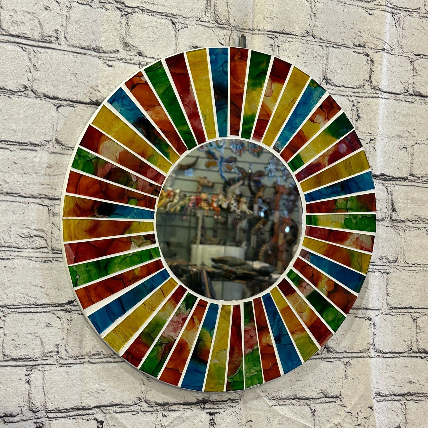 Rainbow White Line Mosaic Tile Wall Mirror 40cm x 40cm 16 Inches Handmade New